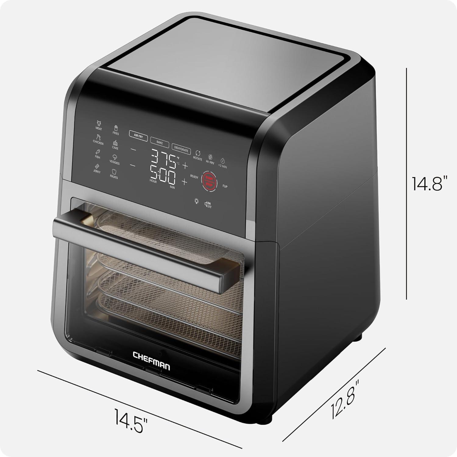 Chefman 6-in-1 Multifunctional Air Fryer Oven w/ 12 Qt Capacity, Digital Touchscreen - Black