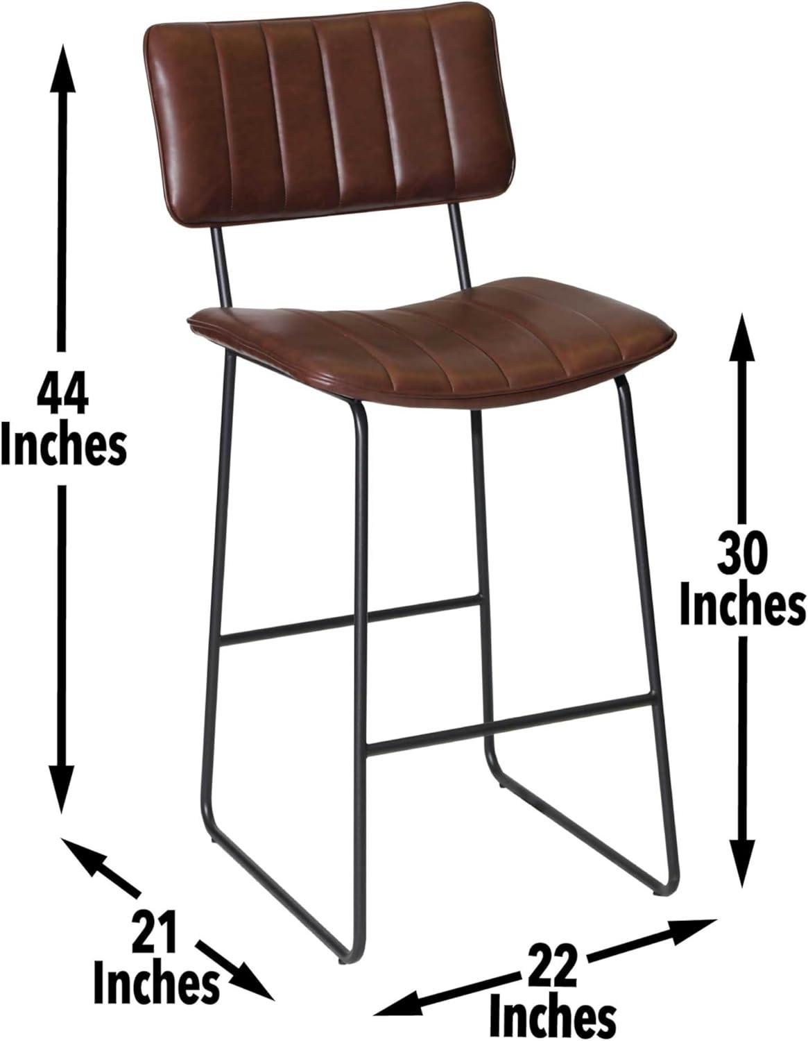 Steve Silver Tribeca Metal and Brown Faux Leather Commercial Grade Bar Stool