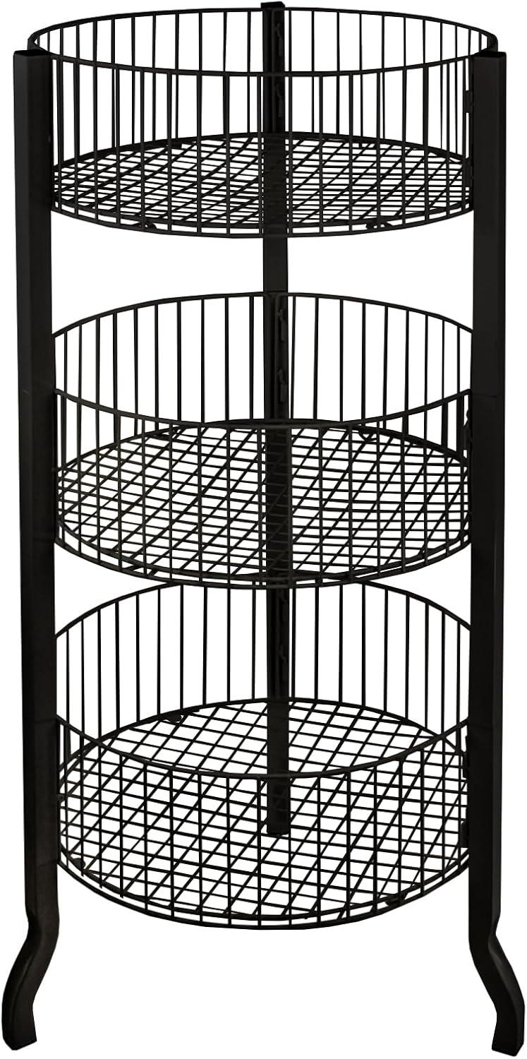 Azar Displays Three-Tiered Large Black Wire Bin