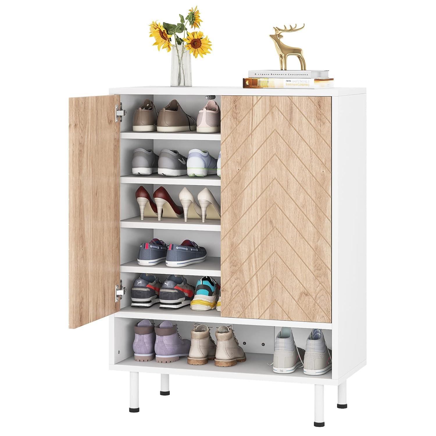 18 Pair Shoe Cabinet Shoe Rack Organizer Cabinet with Door