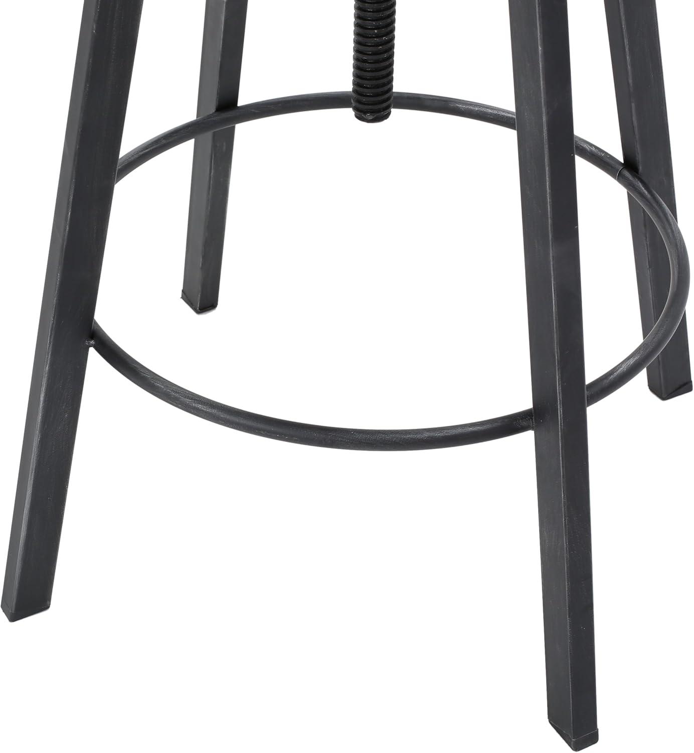 Adjustable Black Firwood and Metal Barstool with Backrest