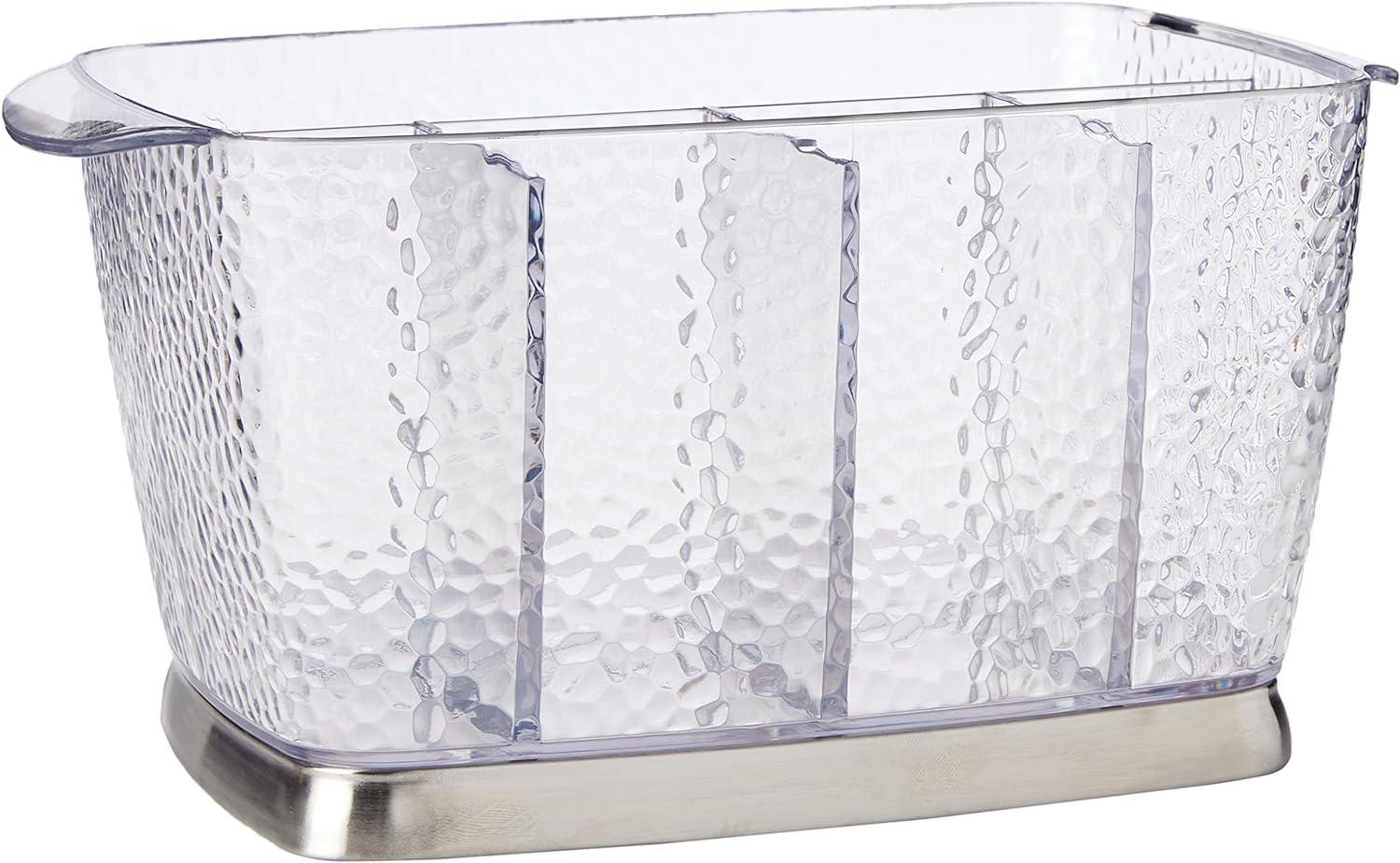 Clear Plastic Silverware Caddy with Stainless Steel Base