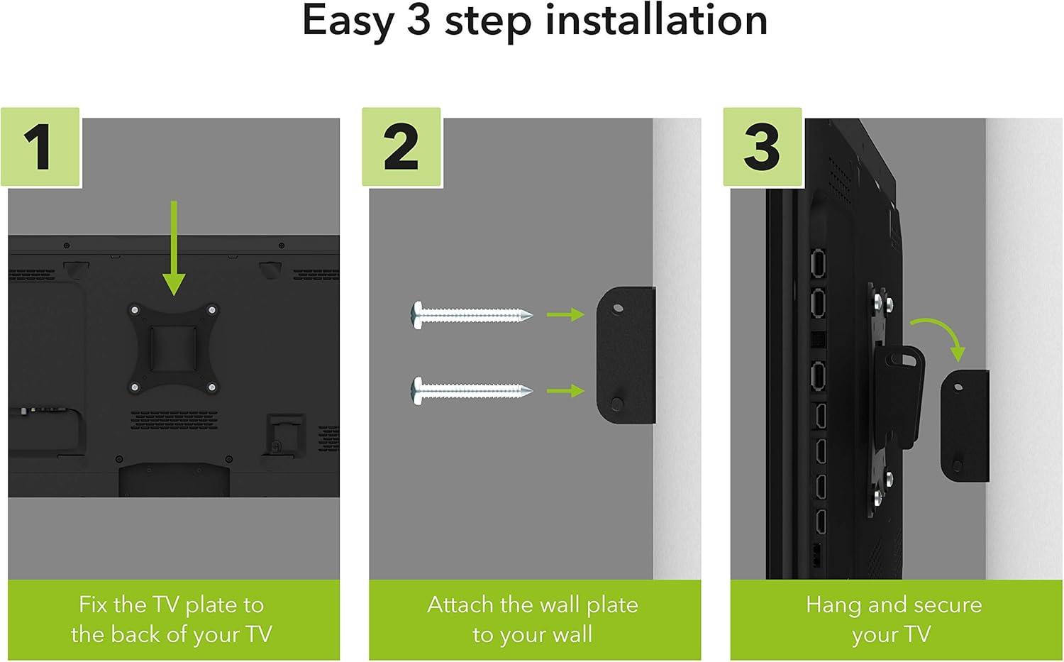 Adjustable Tilt Black Steel TV Wall Mount for 12-25 Inch Displays