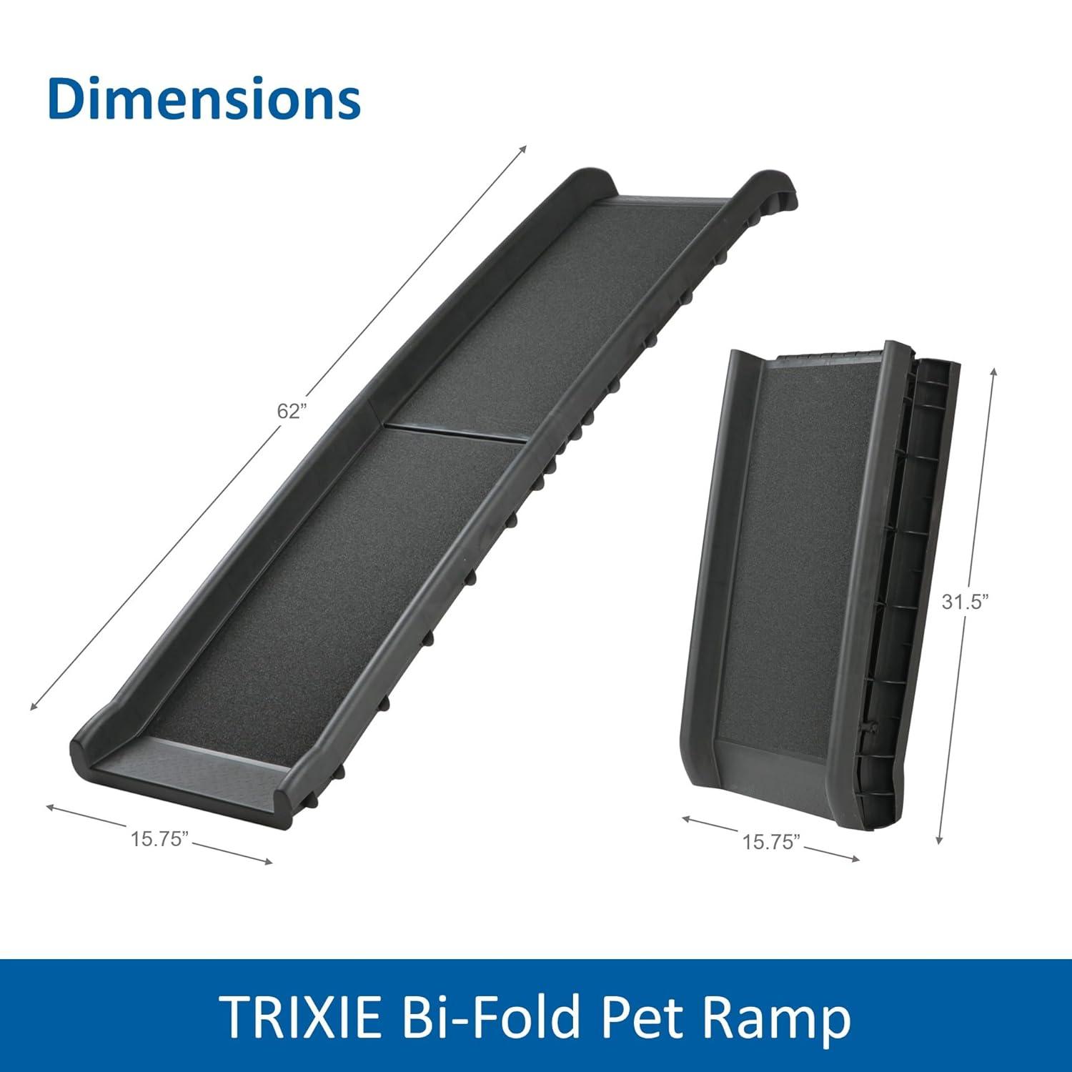 TRIXIE TRIXIE 62-in Pet Ramp, Folding Dog Ramp, Portable Dog Ramp for Cars, Trucks, and SUV, Non-Skid Surface, Black
