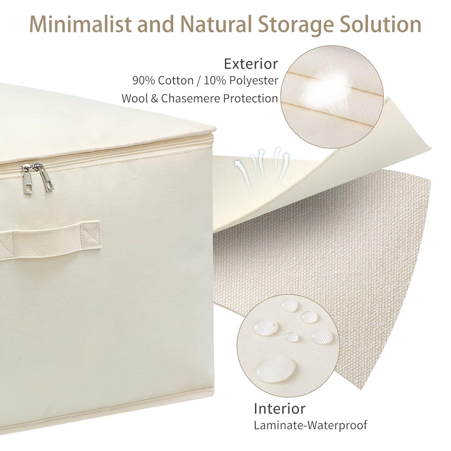 Canvas Comforters Bags Closet Organizers and Storage for Quilts Clothes Organization Containers Bins with Sturdy Zipper, Clear Window 75L for Sweaters Blankets Storage Bedroom Collapsible