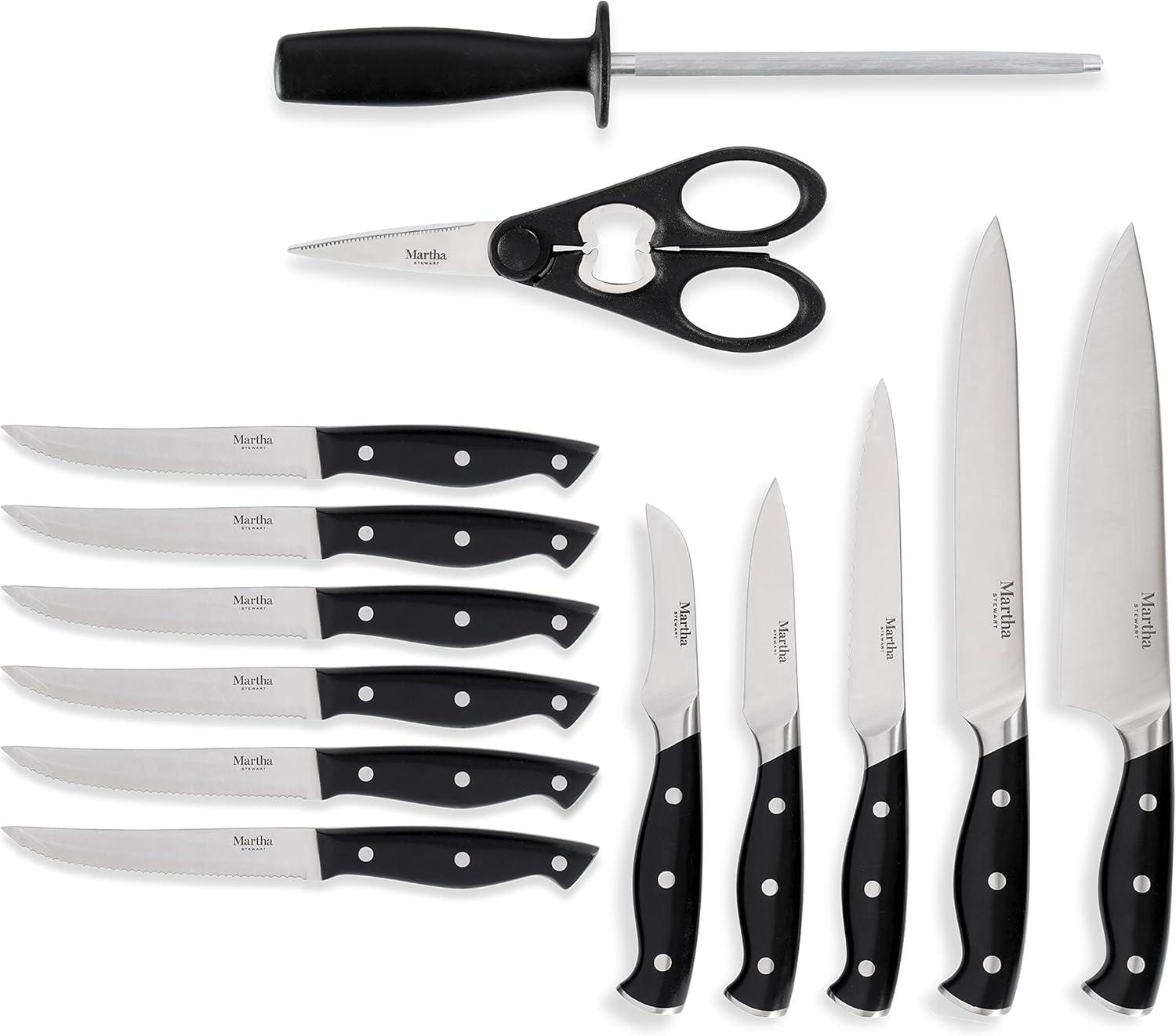 Martha Stewart Martha Stewart Stainless Steel 14 Piece Cutlery And Knife Block Set In Black