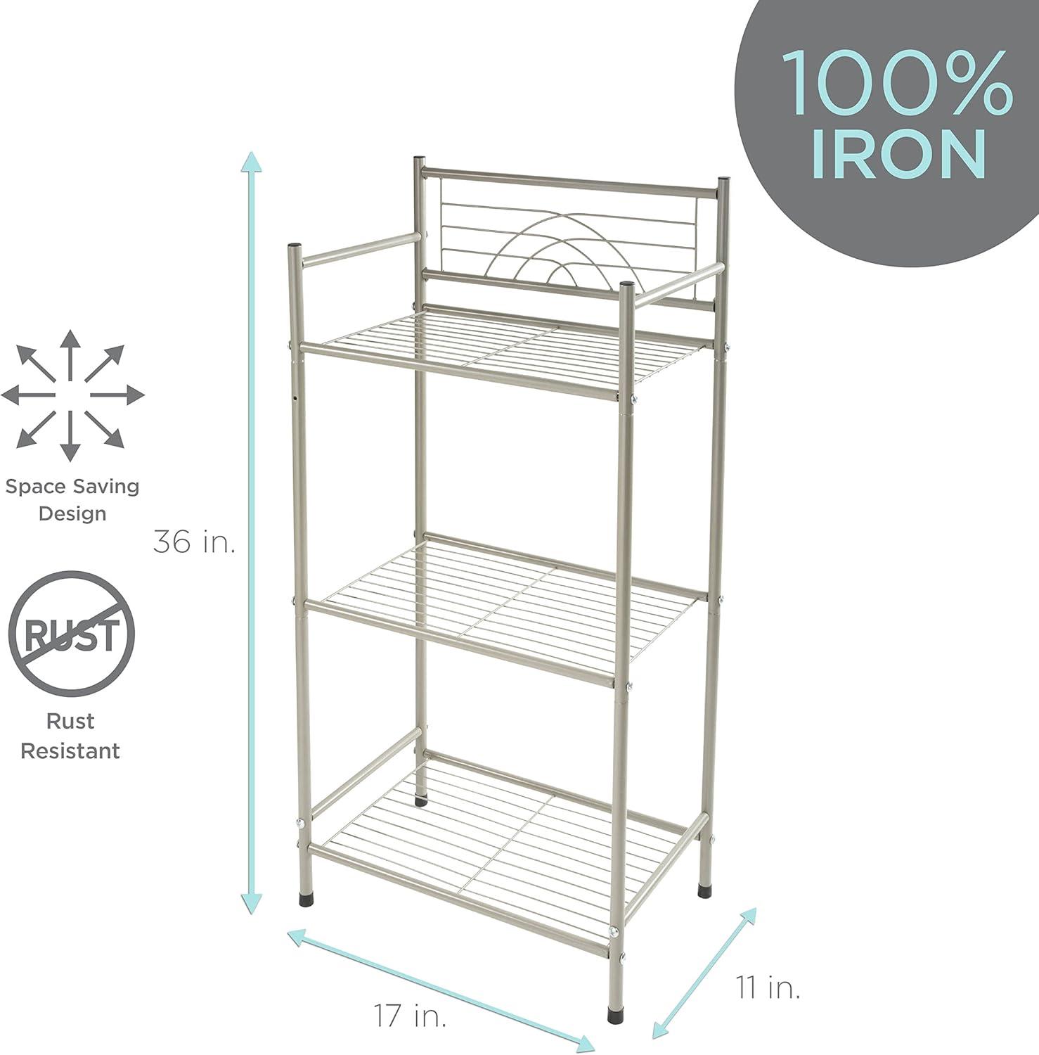 Bath Bliss 3 Shelves Tiered Bathroom Storage Rack in Satin Nickel