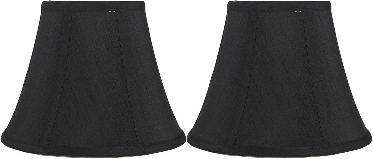 Faux Silk Bell Lamp Shade, 5 inch Top, 9 inch Bottom, 7 inch Slant Black Set of 2
