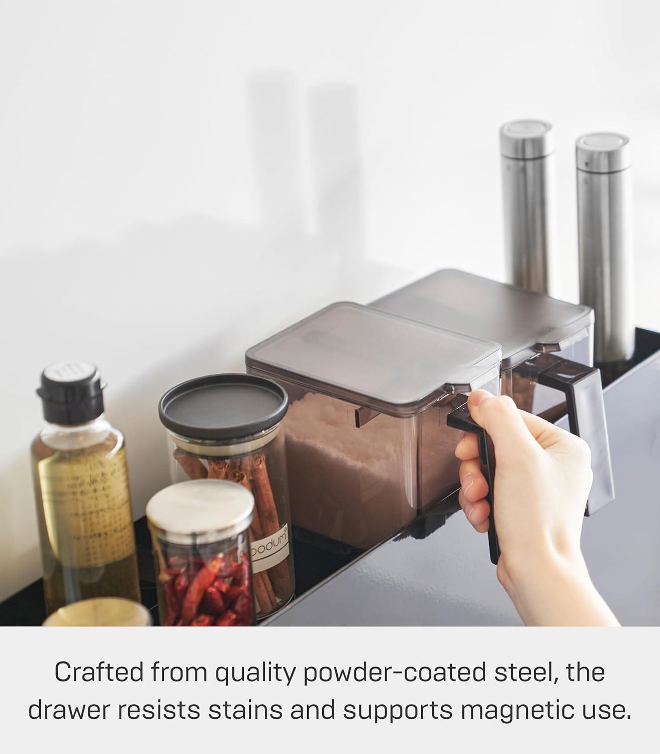 Black Steel Two-Tier Magnetic Countertop Spice Rack