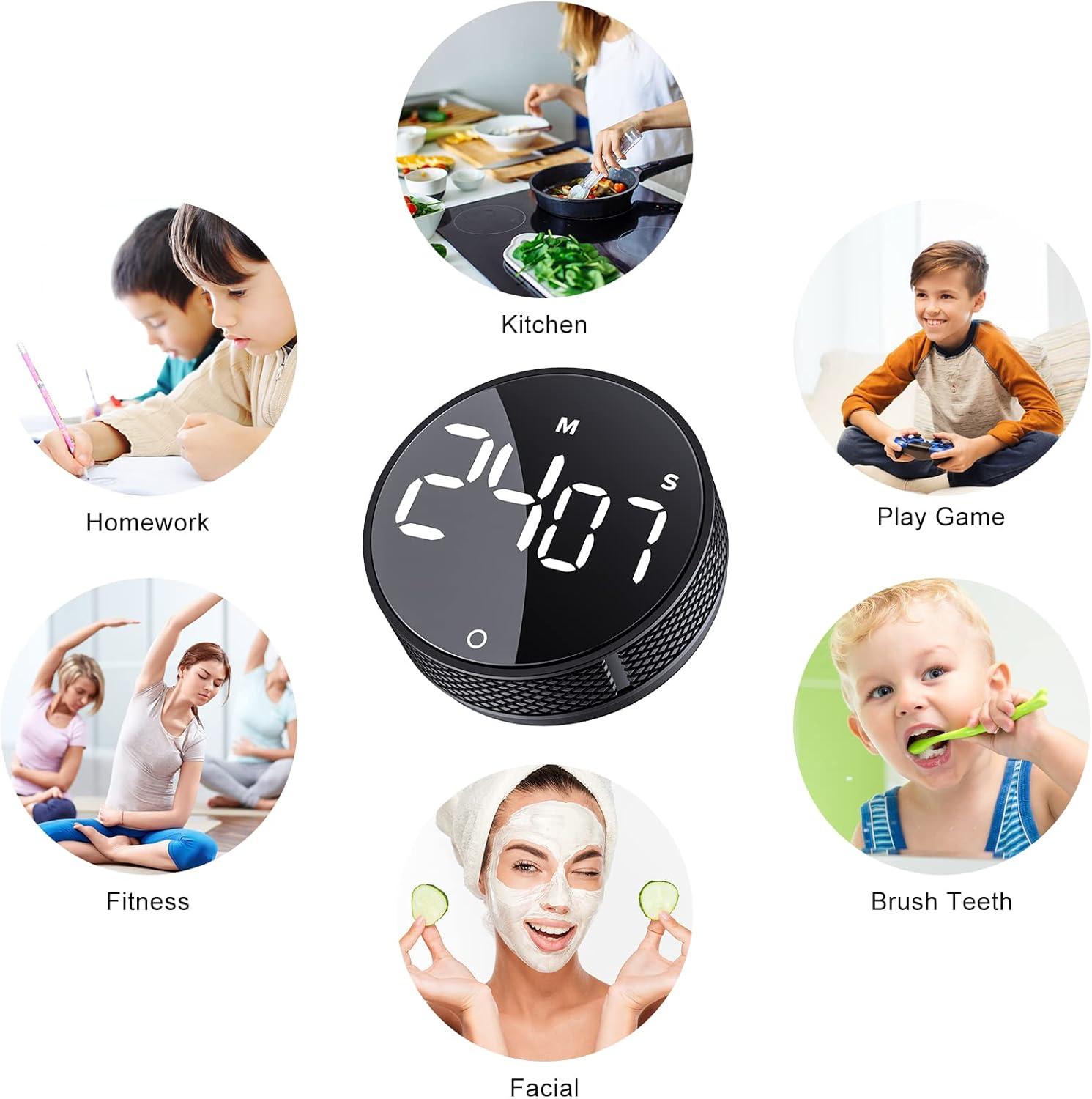 LED Digital Countdown Magnetic Alarm Clock Kitchen Study Cooking Timer F1E0