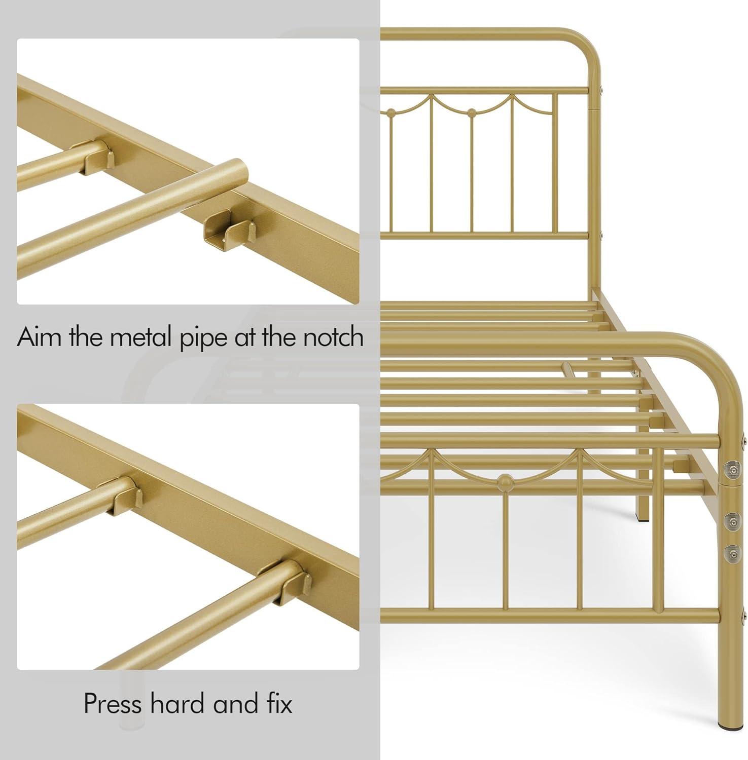 Laurel Foundry Modern Farmhouse® Dravin Metal Platform Bed Frame with Vintage Headboard and Footboard