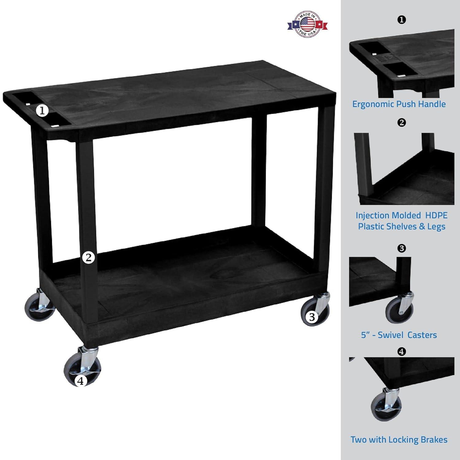 E Series Utility Cart with 1 Tub and 1 Flat Shelves