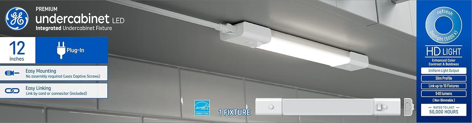 12-Inch White Plastic LED Undercabinet Light Bar