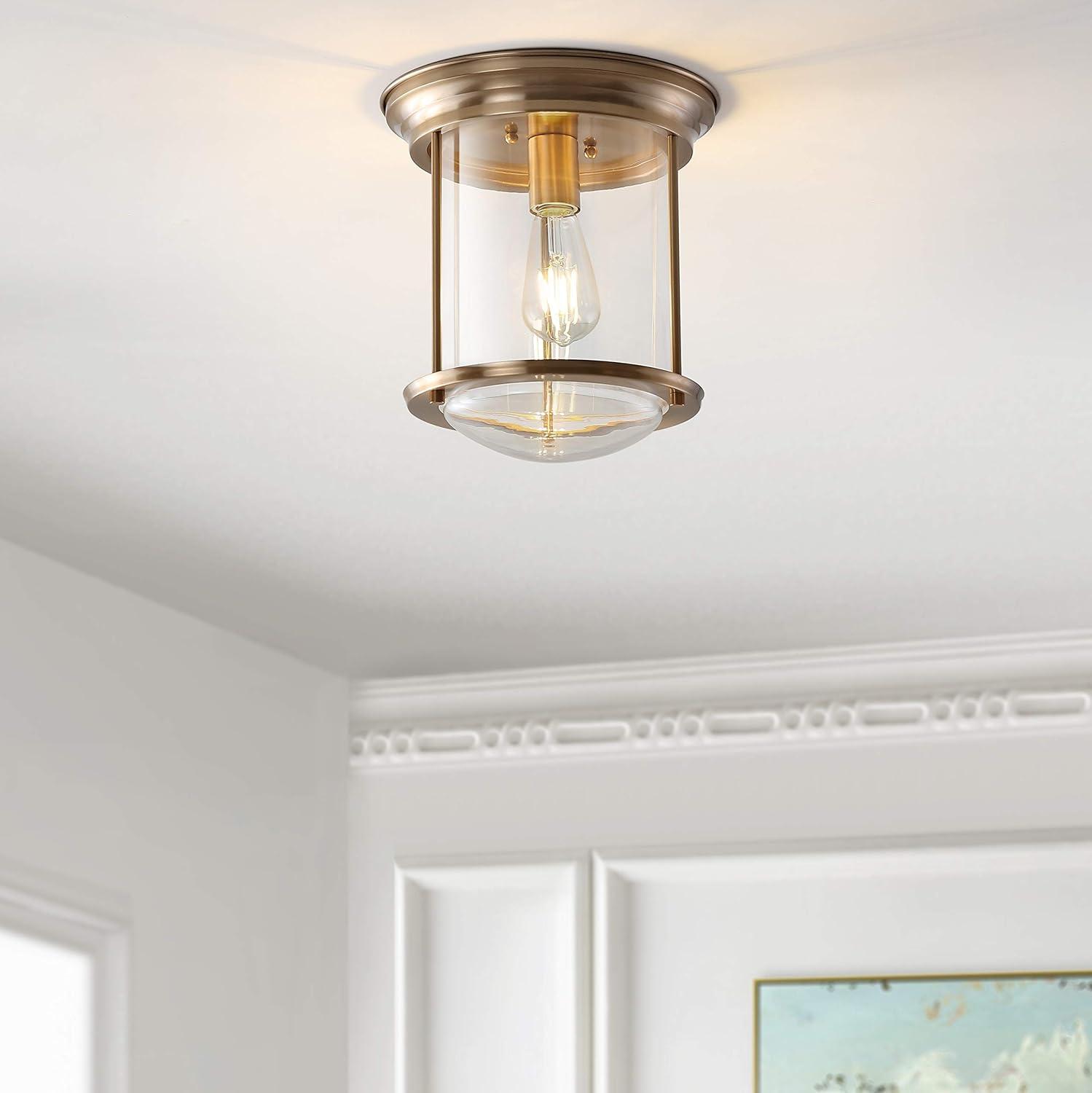 Savannah 10.25" Brass and Glass LED Flush Mount Light