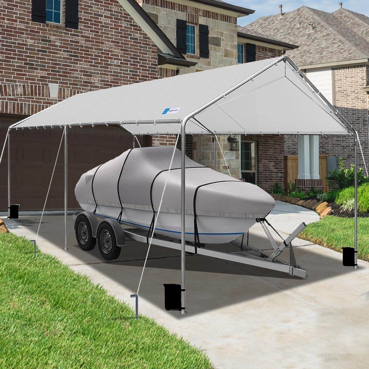 Quictent Heavy Duty Car 10' x 20' x 8.7 White Carport