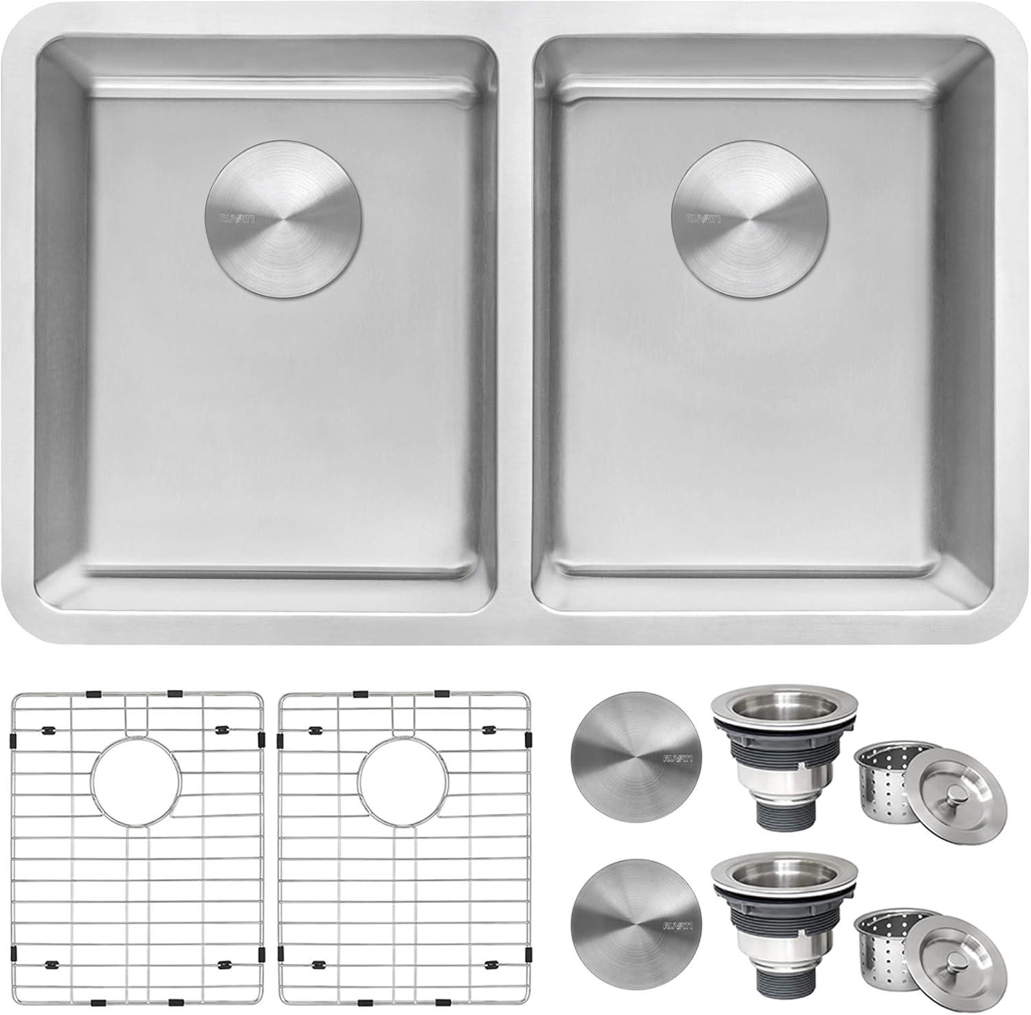 Modena 28'' Double Bowl Undermount Stainless Steel Kitchen Sink