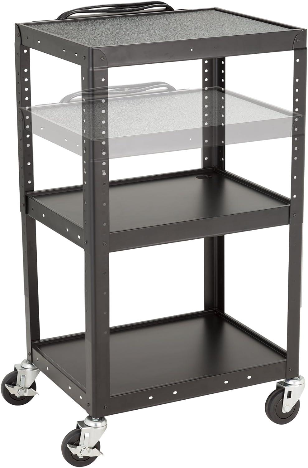 Norwood Commercial Furniture Adjustable-Height Metal AV Cart w/ Electric