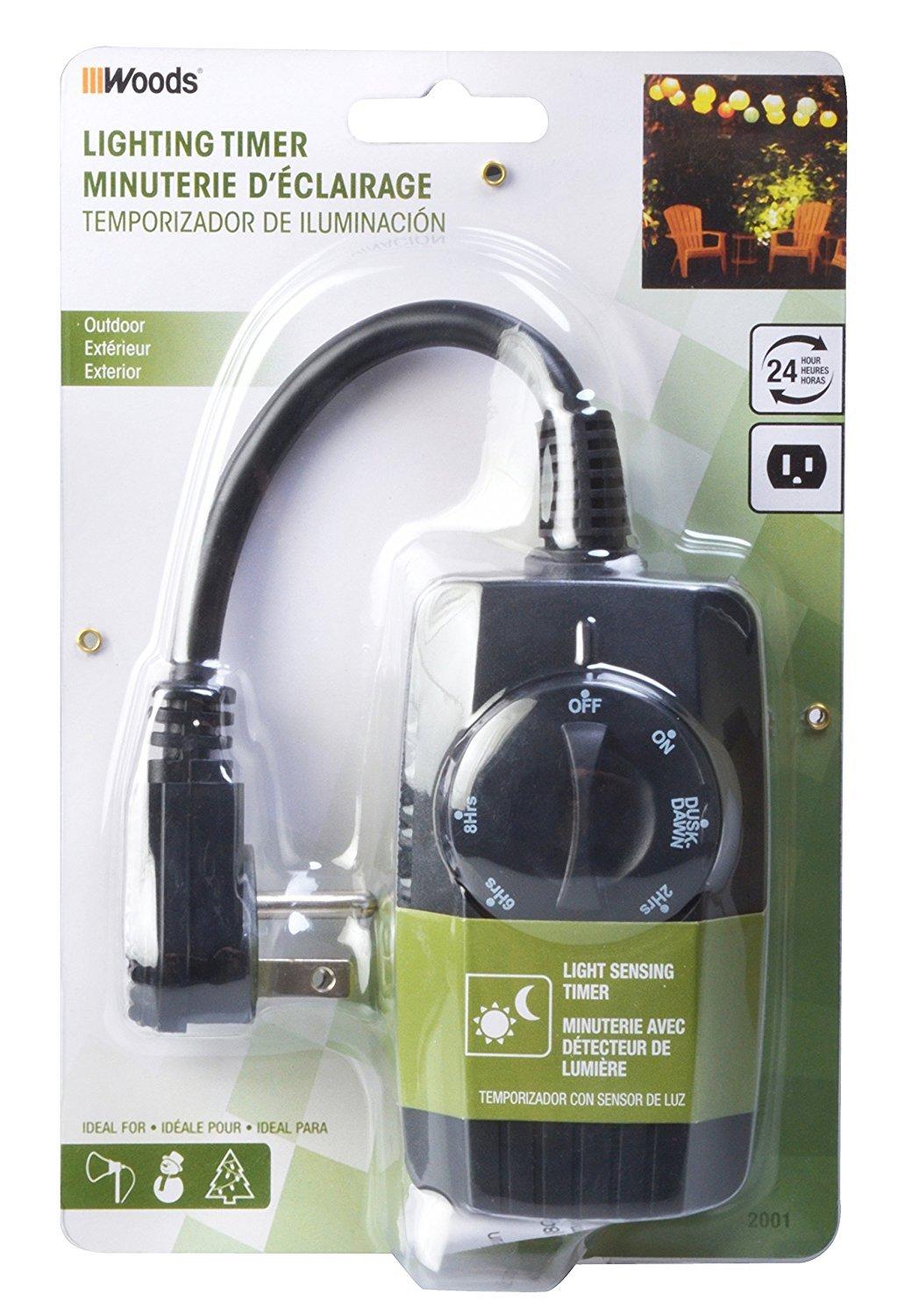 Woods 2001WD Outdoor 24 Hour Dusk until Dawn Outlet w/Photocell Light Sensor