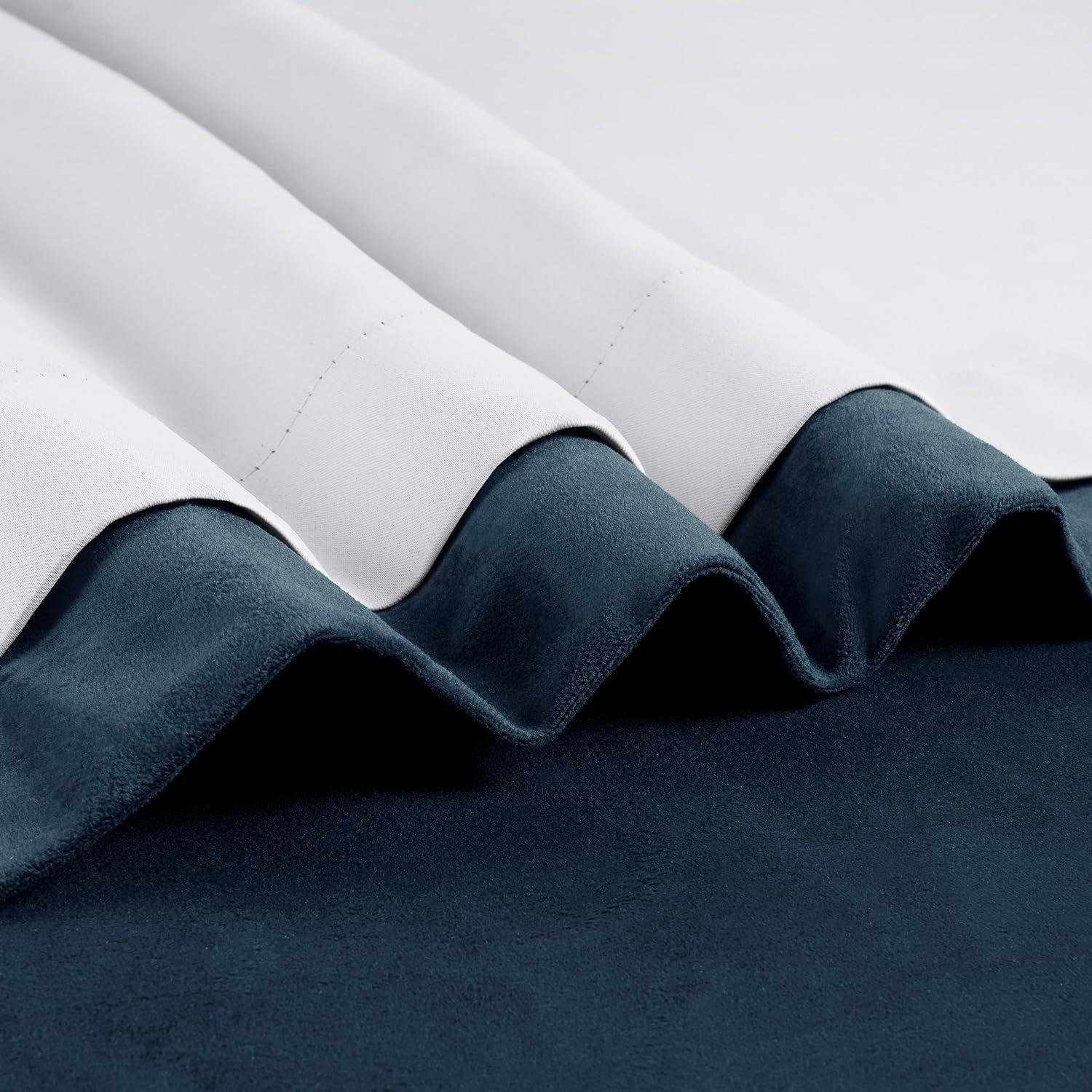 Half Price Drapes Signature Midnight Blue French Pleat Velvet Blackout Curtains(1 Panel), 50WX 96L