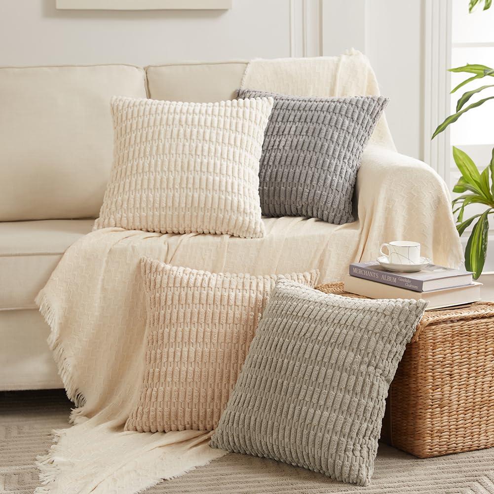 Fancy Homi Pack of 2 Sage Green Lumbar Decorative Throw Pillow Covers 12x20 Inch for Living Room Couch Bedroom, Soft Corduroy Rectangle Solid Cushion Case 30x50 cm, Rustic Farmhouse Boho Home Decor