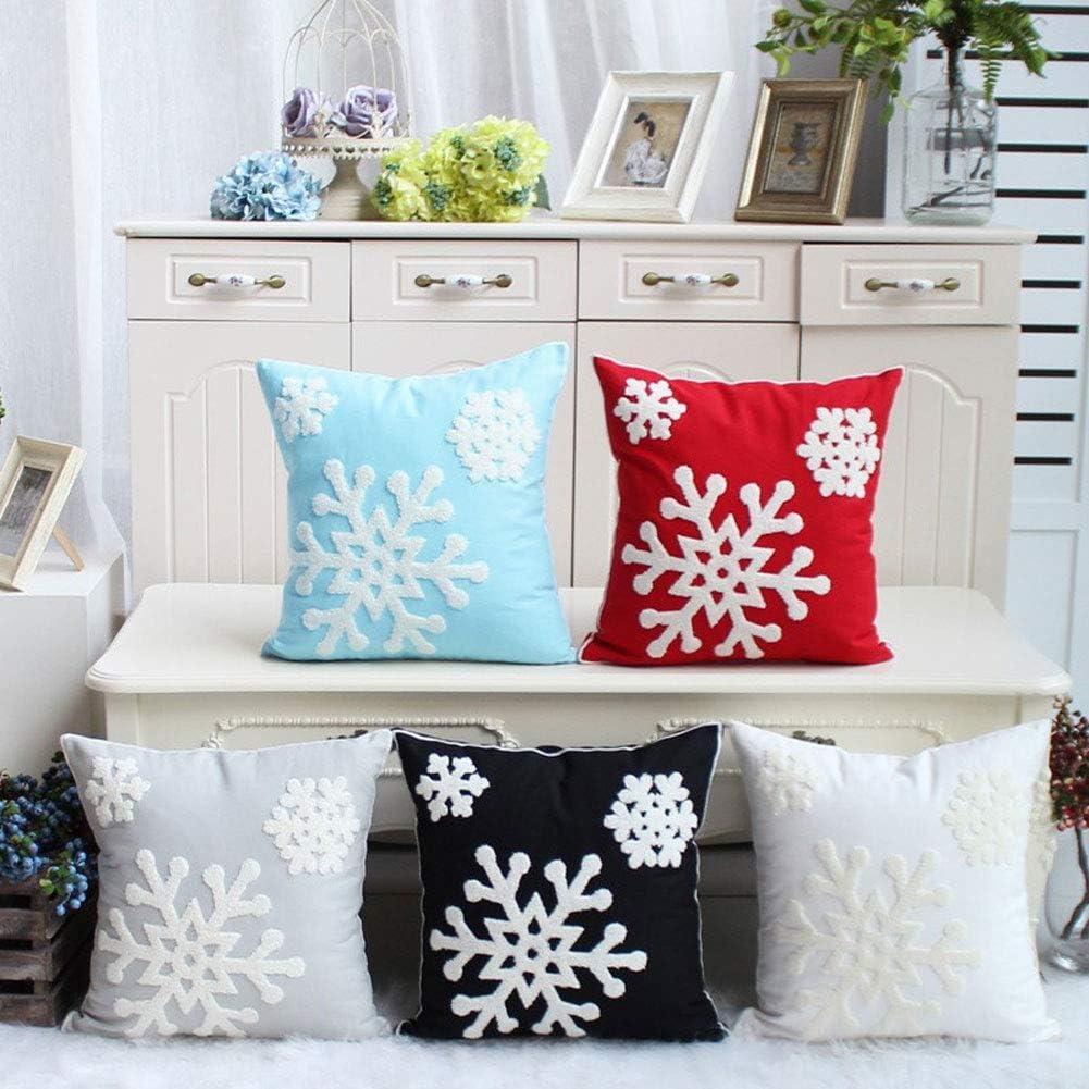 Gray Cotton Embroidered Snowflake Euro Throw Pillow