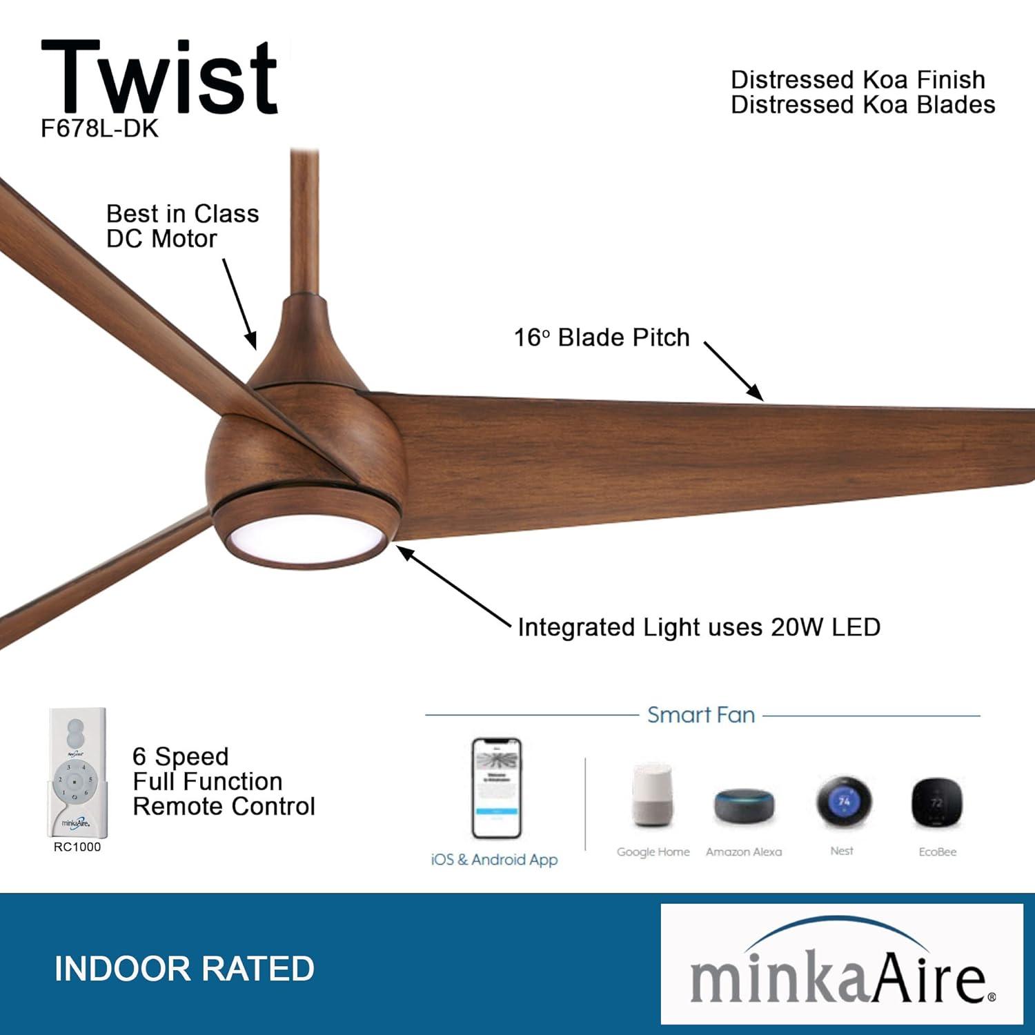 Minka Aire 52'' 3 - Blade LED Smart Standard Ceiling Fan with Remote Control and Light Kit Included