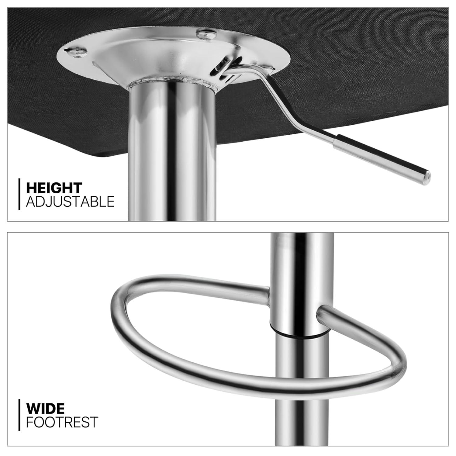 MoNiBloom Modern Bar Stools, Faux Leather Swivel Adjustable Barstools with Square Back, Counter Height Chairs Set of 2, Black/White