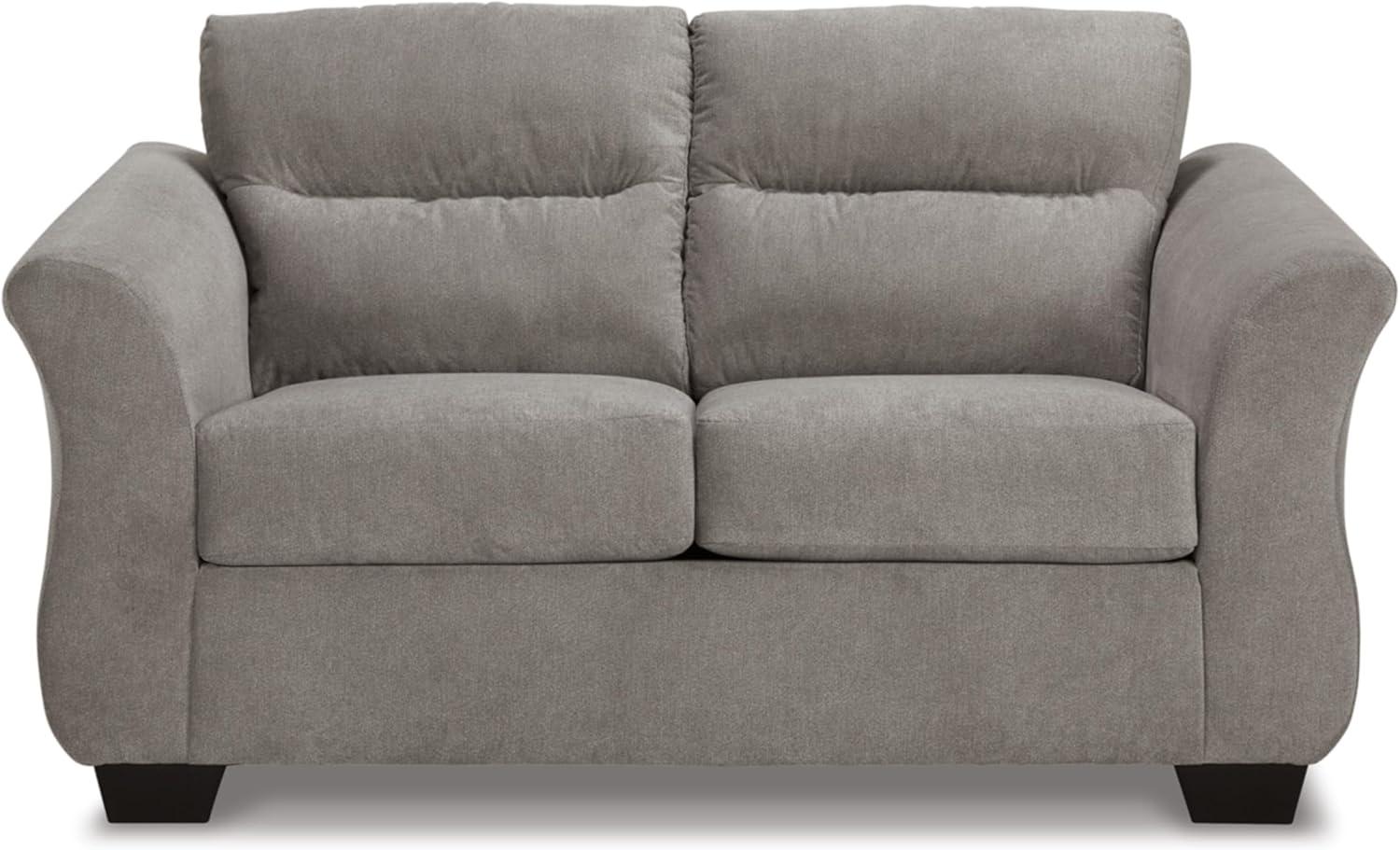 Gray Tufted Microfiber Flared Arm Loveseat