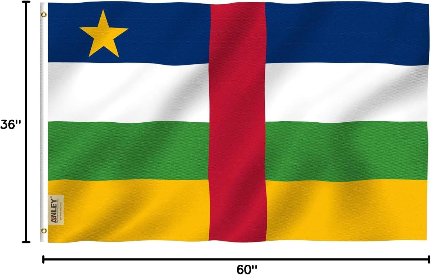 Central African Republic Polyester Flag with Brass Grommets 3x5 Feet