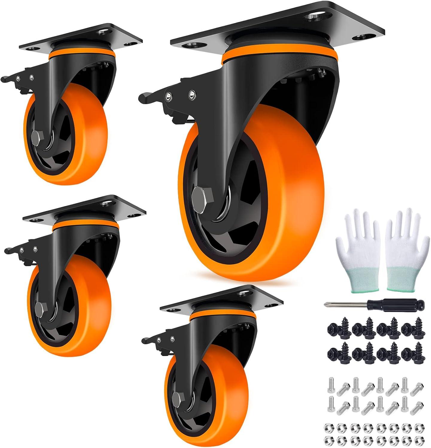 4 Inch Heavy Duty Swivel Caster Wheels with Dual Locking