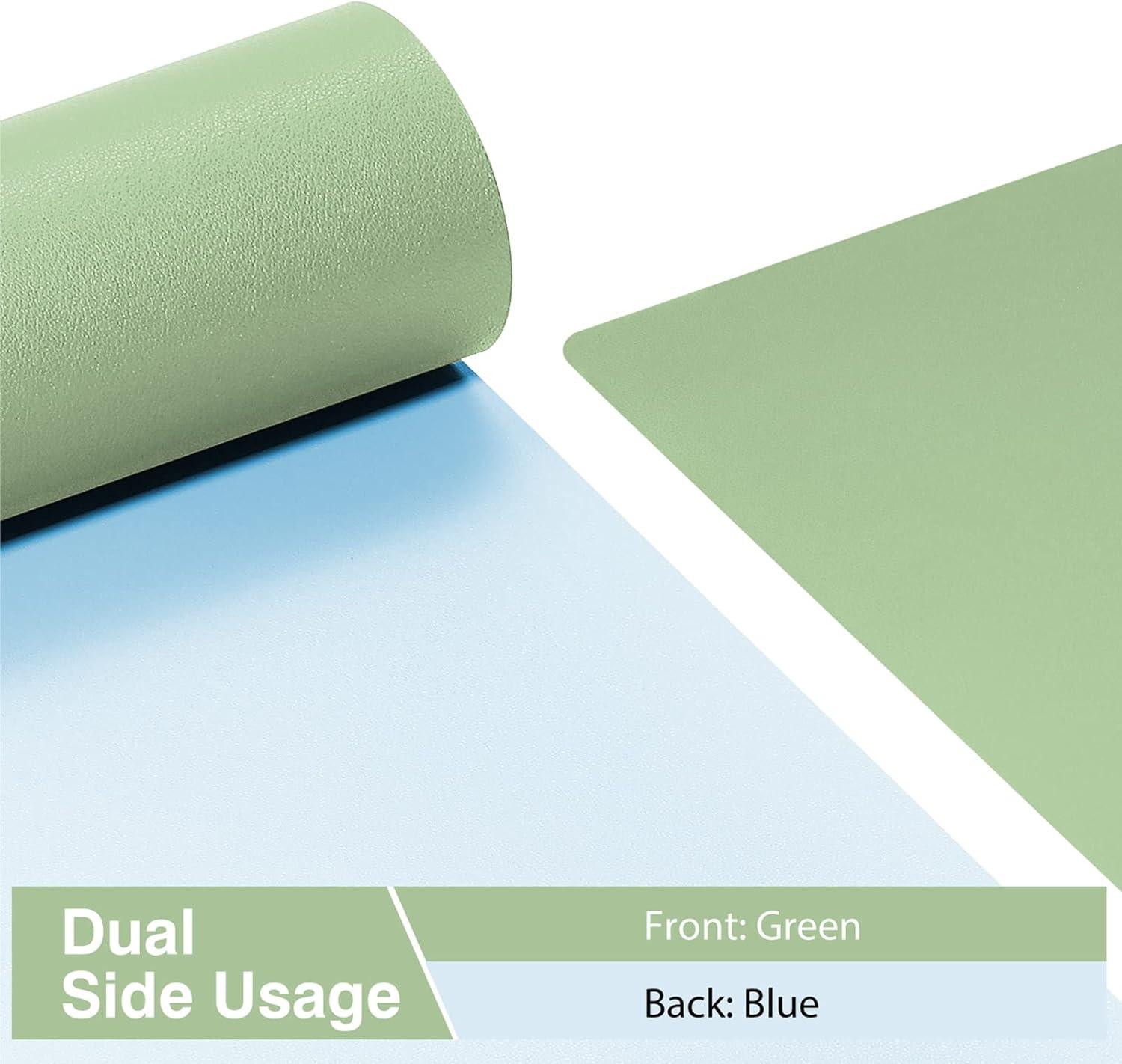 TOWWI Dual Sided Desk Pad, 24" x 14" PU Leather Desk Mat, Waterproof Desk Blotter Protector Mouse Pad (Dark Green/Light Green)