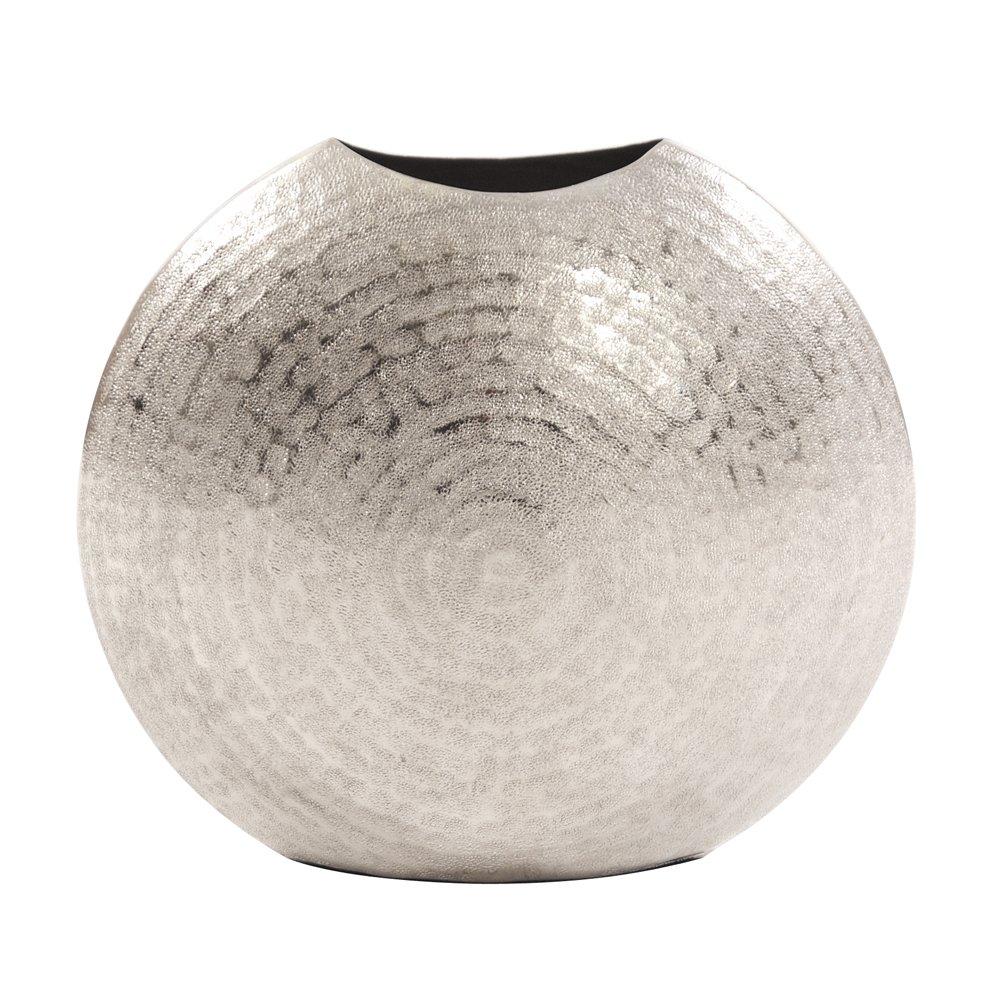 Howard Elliott Frosted Decorative Metal Vase for Centerpiece, Mettalic Silver Accent Table Vase with Hammered Texture for Home, Console Table, Entryway & Living Room, 10.25 x 5 x 10.75 Inch, Small