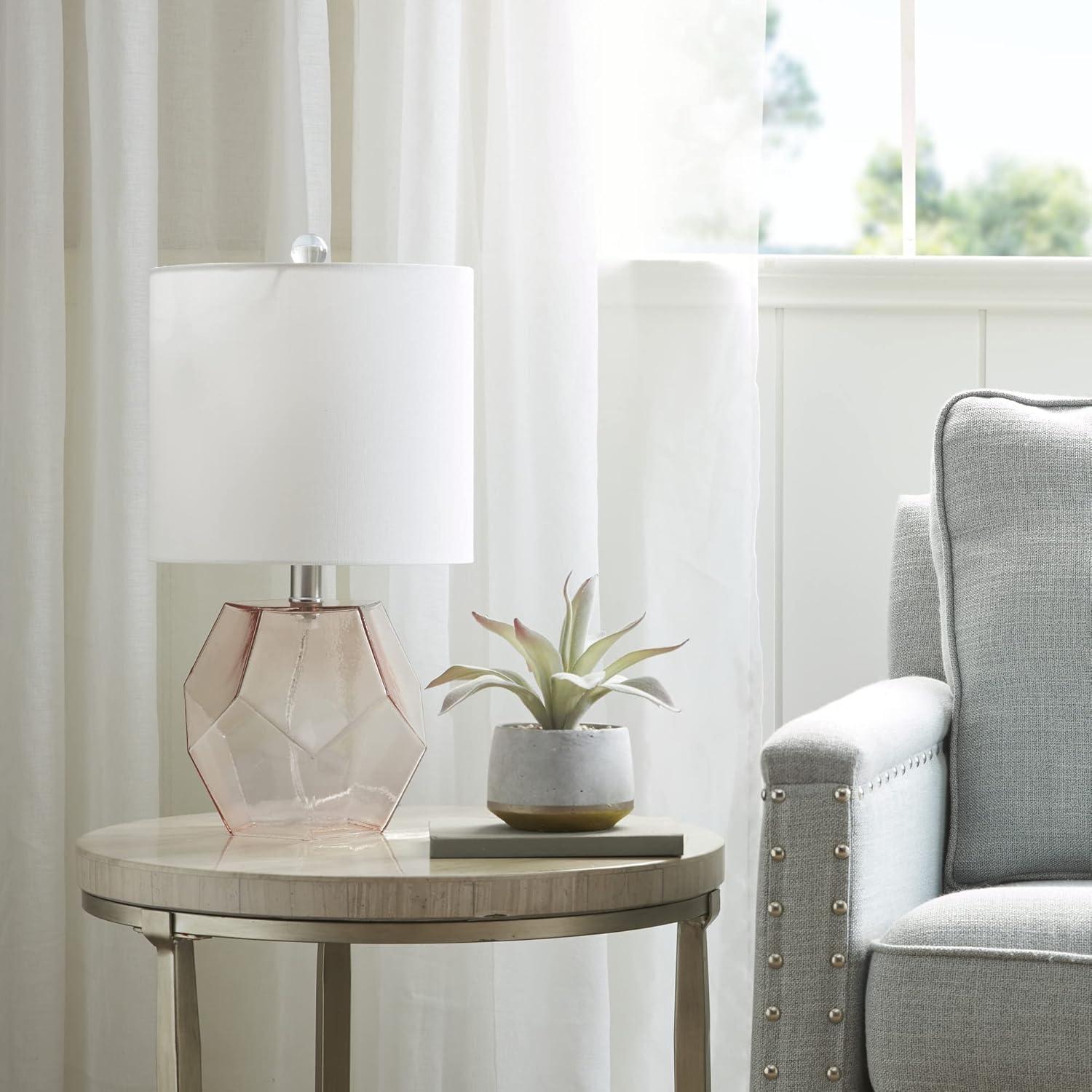 Bella Table Lamp (Includes LED Light Bulb) Pink: 510 Design, Modern Bedside Lighting with Drum Shade