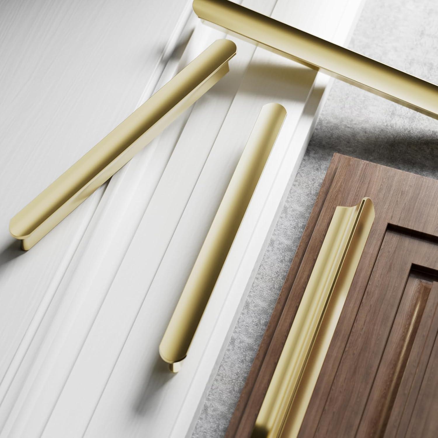 Cobbe Elite 10 Pack Luxurious Brushed Gold Cabinet Pulls, 5 Inch Hole Center, Handles & Knobs for Kitchen and Bathroom Cabinets and Drawers