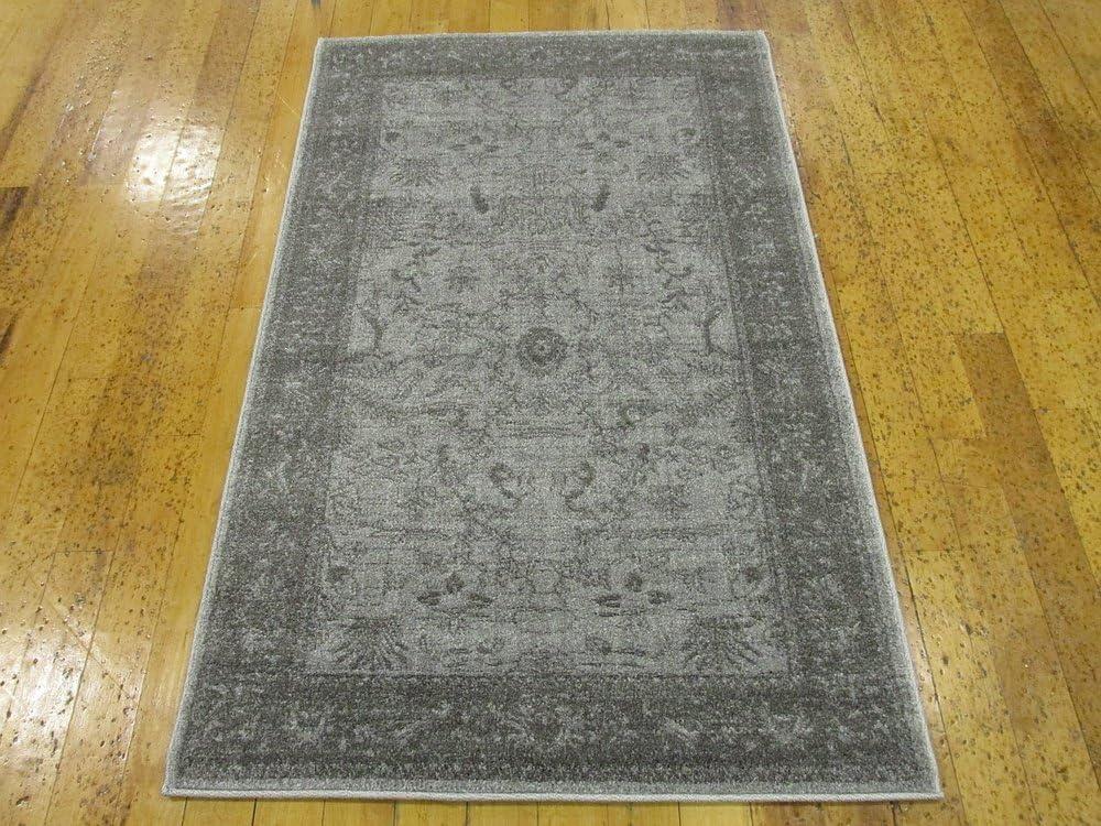 Unique Loom La Jolla Collection Area Rug - Floral (3' 3" x 5' 3" Rectangle Light Gray/Gray)