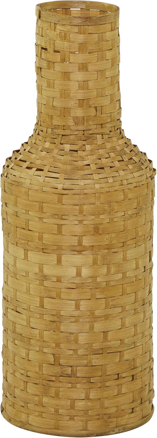 Studio 350 Intricately Woven Tall Bamboo Wood Floor Vase - White or Brown Brown - 9"W, 39"H