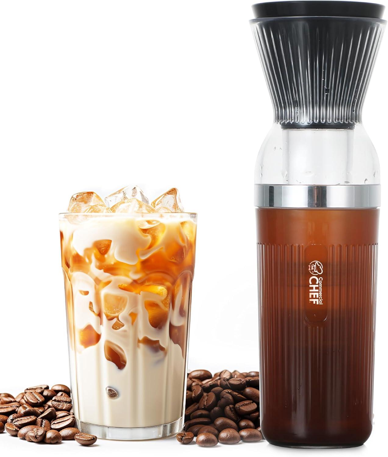 Commercial Chef CHCB14C COMMERCIAL CHEF Quick Cold Brew Coffee Maker, Battery Powered Coffee Maker with Fast Extraction