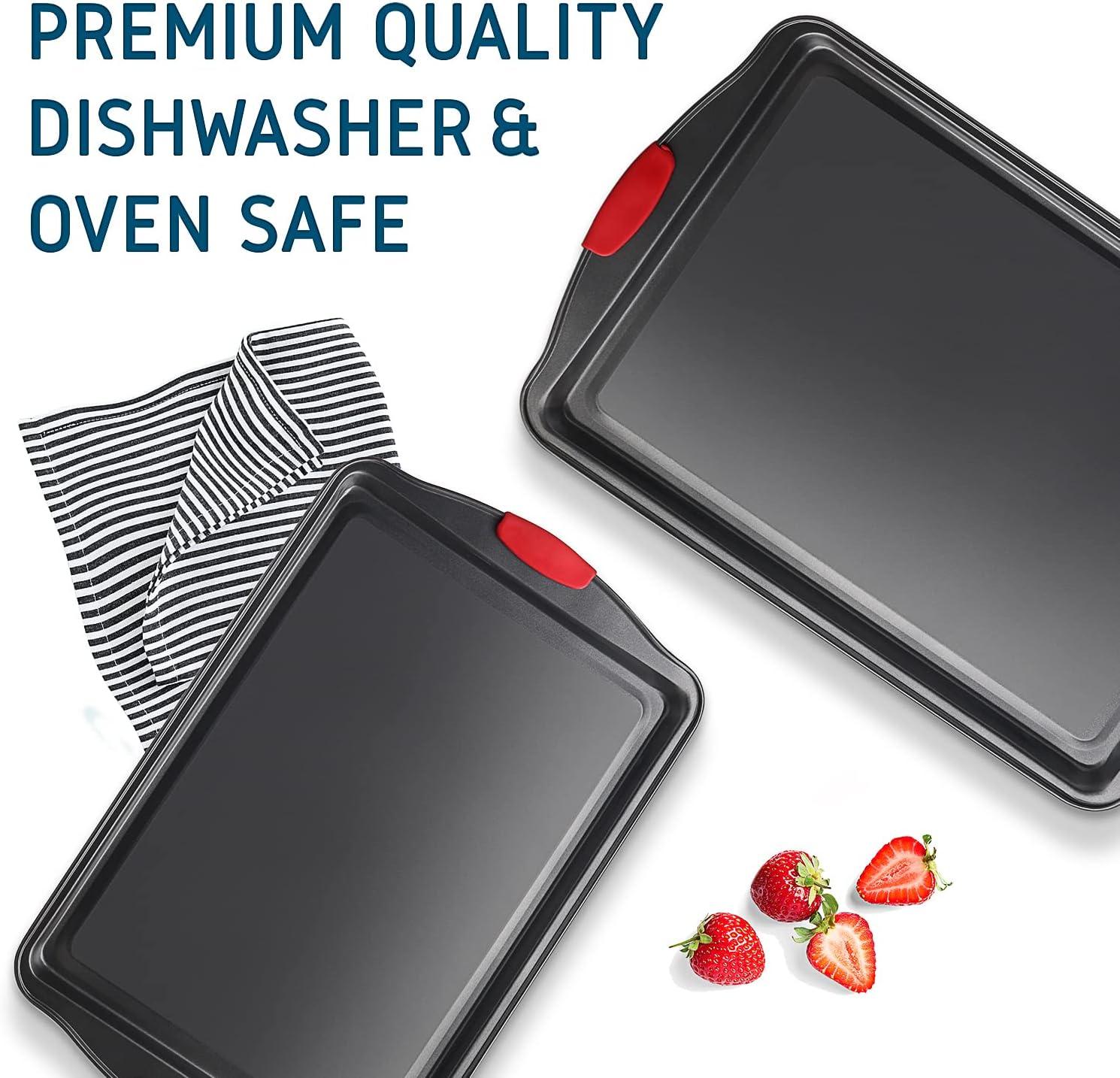 JoyTable Premium Nonstick Bakeware Set, Baking Pan Set with Silicone Handles for Oven