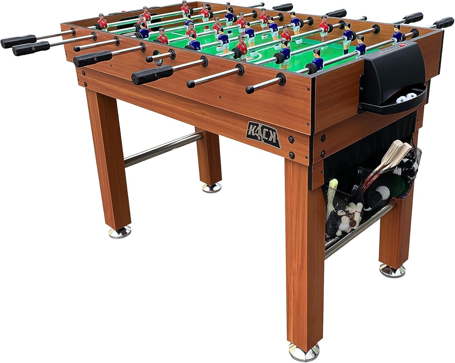 KICK Defender 48″ 10-in-1 Multi-Game Table (Black) - Combo Game Table Set - Foosball, Billiards, Glide Hockey, Ice Hockey, Table Tennis, Chess, Backgammon, Draughts, Bowling, Shuffleboard for Family