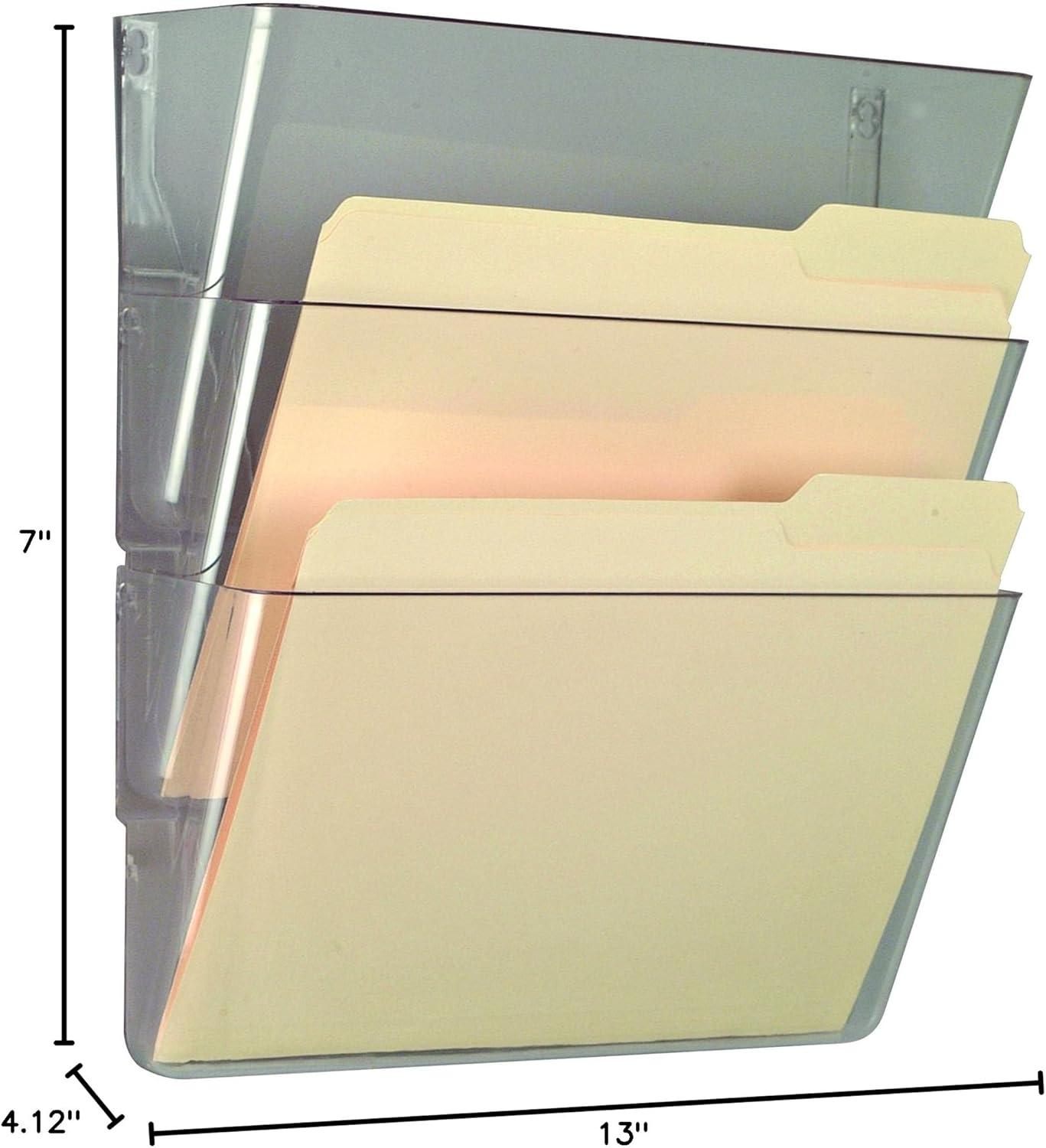 Clear Plastic Wall Mounted File Organizer, 3 Pack