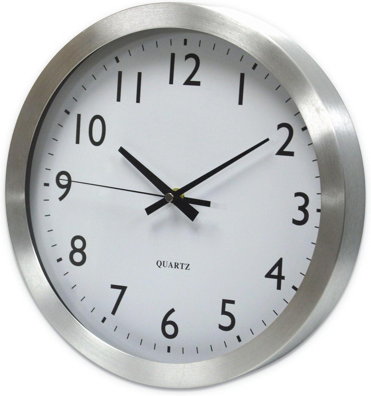 Universal UNV10425 12 in. Overall Diameter Brushed Aluminum Wall Clock - Silver Case