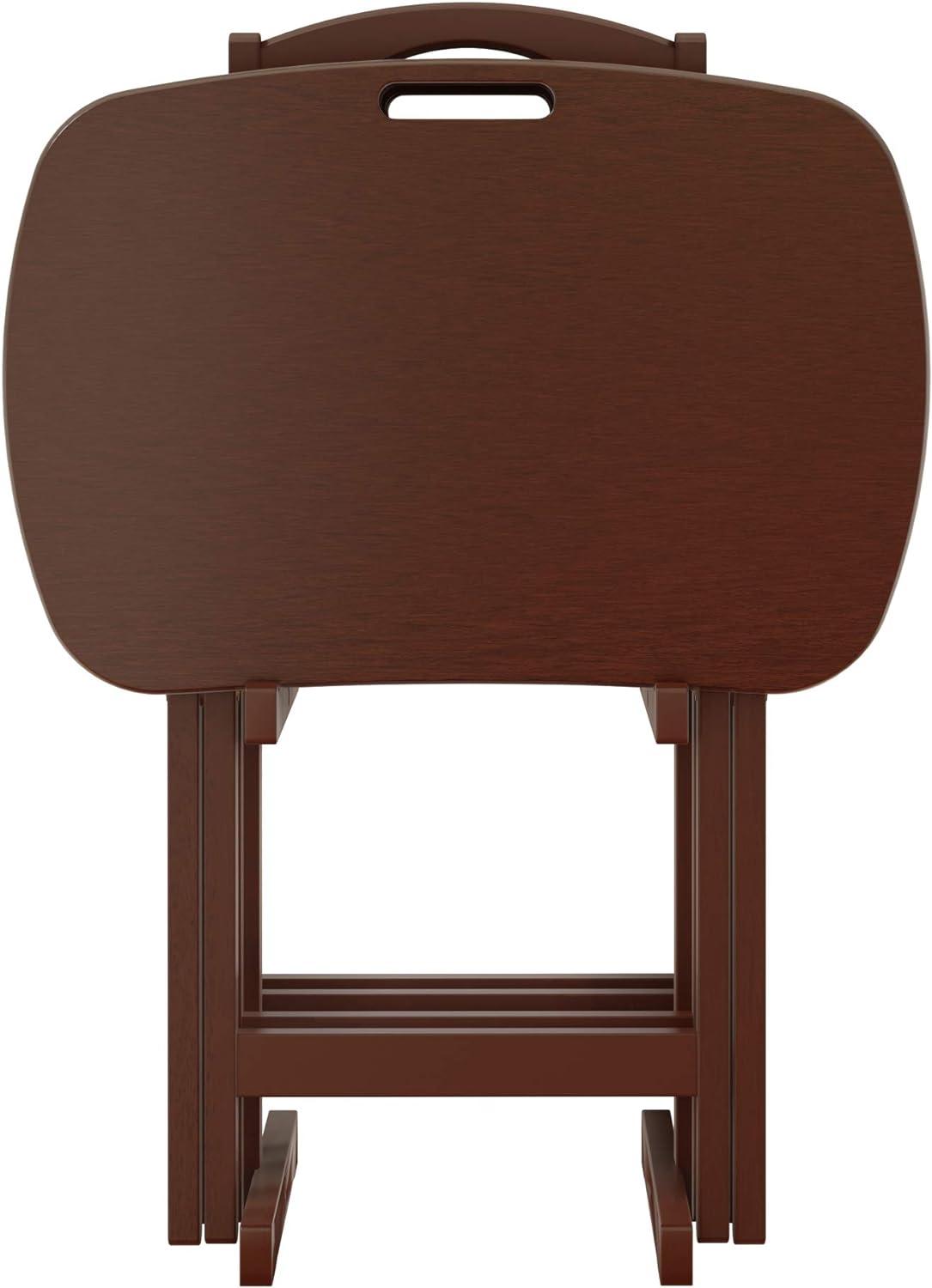 Transitional Walnut Brown 5-Pc Rectangular TV Table Set