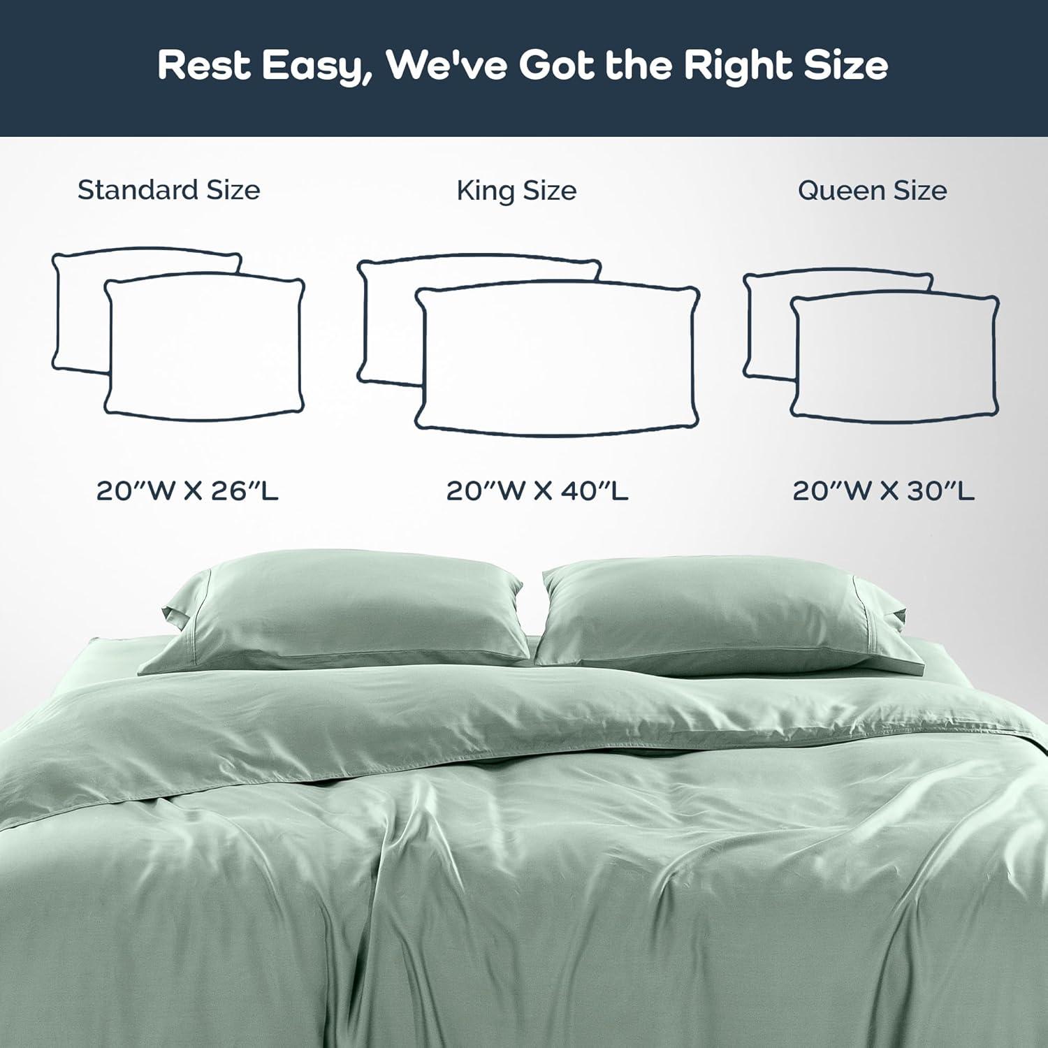 Olive + Crate Tencel Eucalyptus Pillowcases - 100% Tencel Lyocell Cooling Pillow Cases for Hot Sleepers, Hypoallergenic, Moisture-Wicking, Silk Alternative, Vegan, Standard Size Set of 2 [Spring Sage]