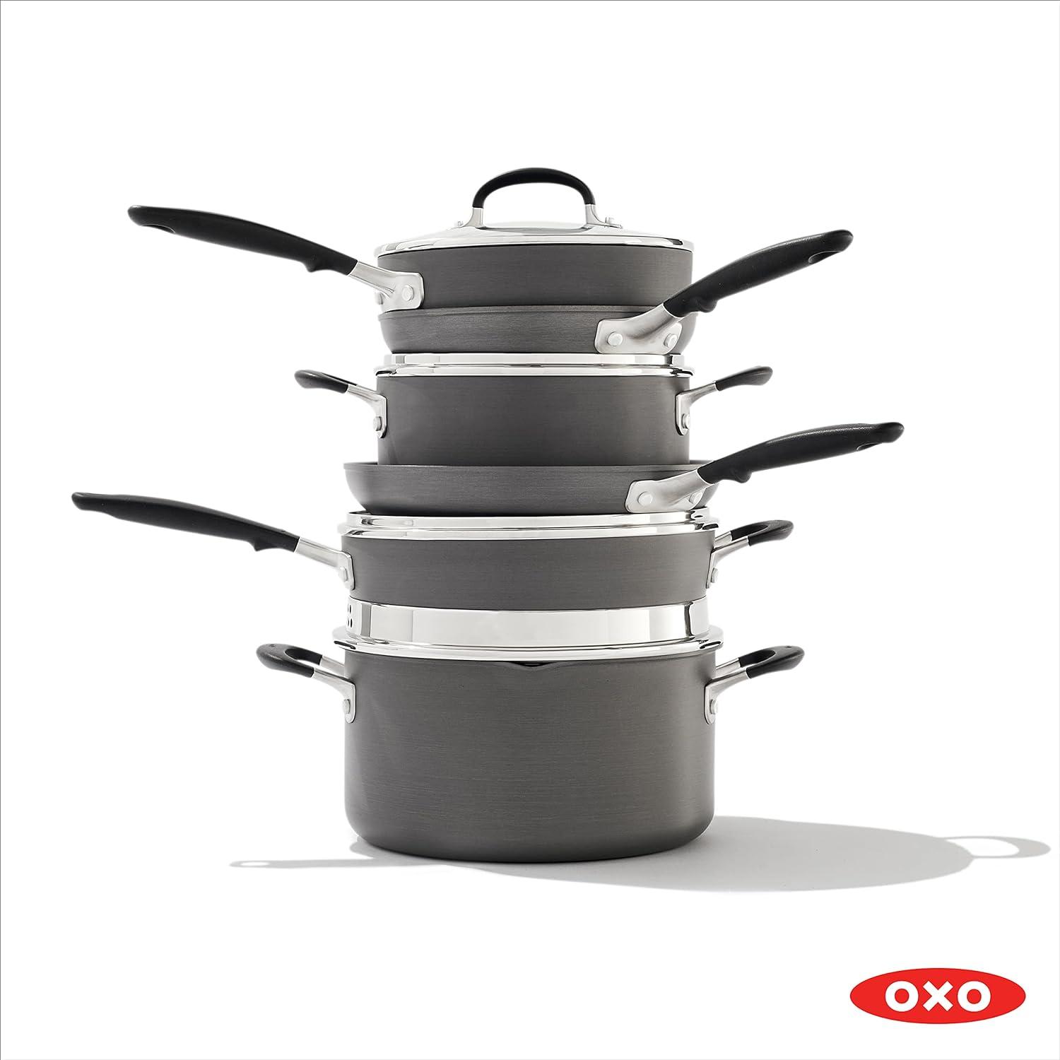 OXO 10-Piece Non-Stick Aluminum Cookware Set with Glass Lids