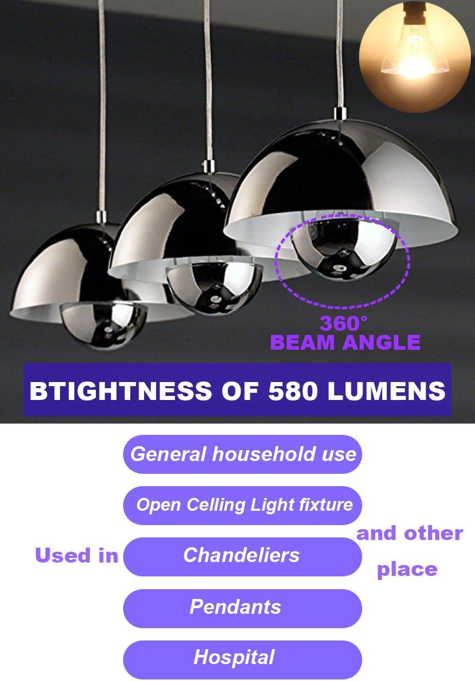 Half Chrome Light Bulb,LED Edison Bulbs 6W(60W Equ),Dimmable G80/G25 Globe Shape,Decorative Half Silver Reflected Bulb,2700K Soft White E26 for Wall Sconce,Vanity,Pack of 4