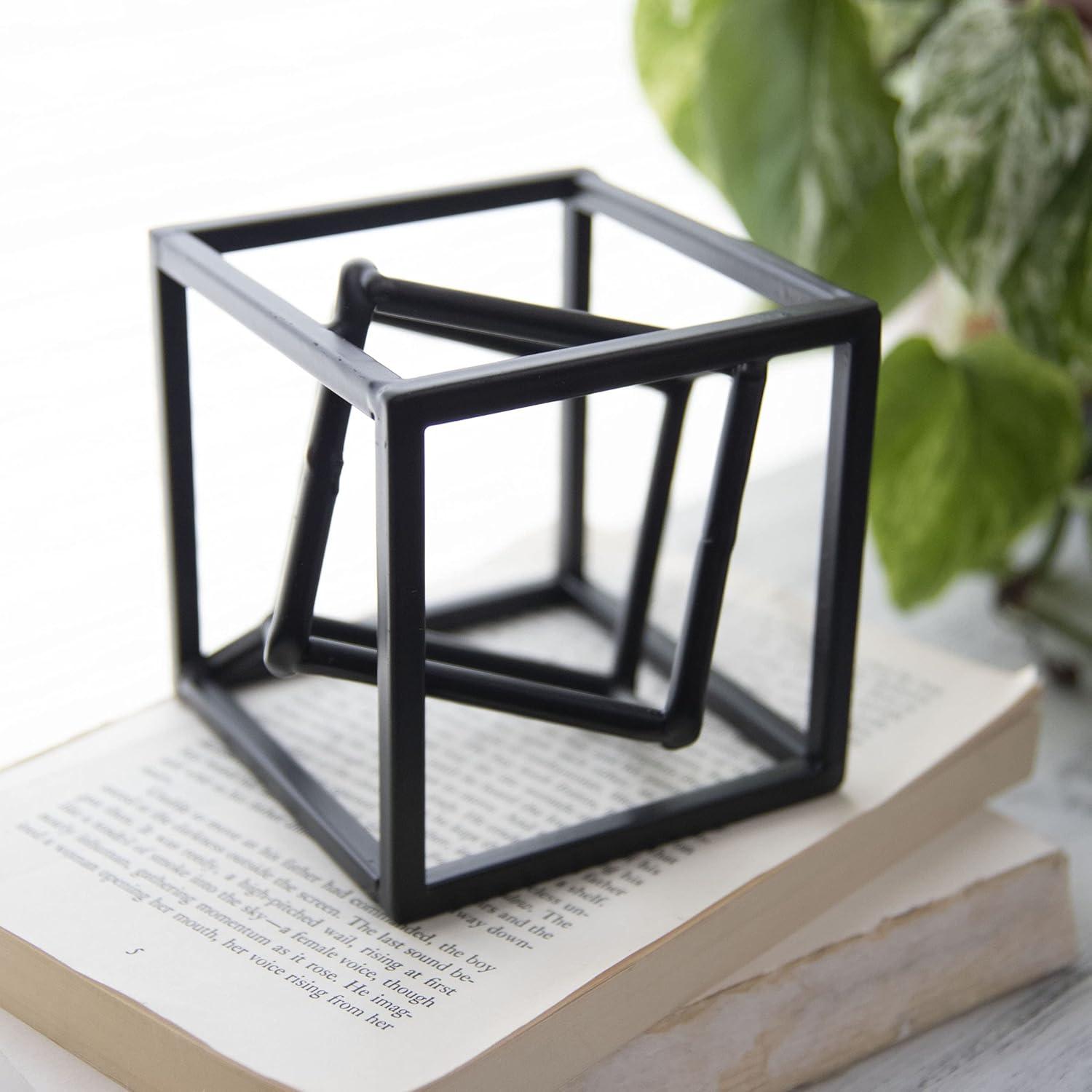 Black Modern Cube Metal Decorative Sculpture - Foreside Home & Garden