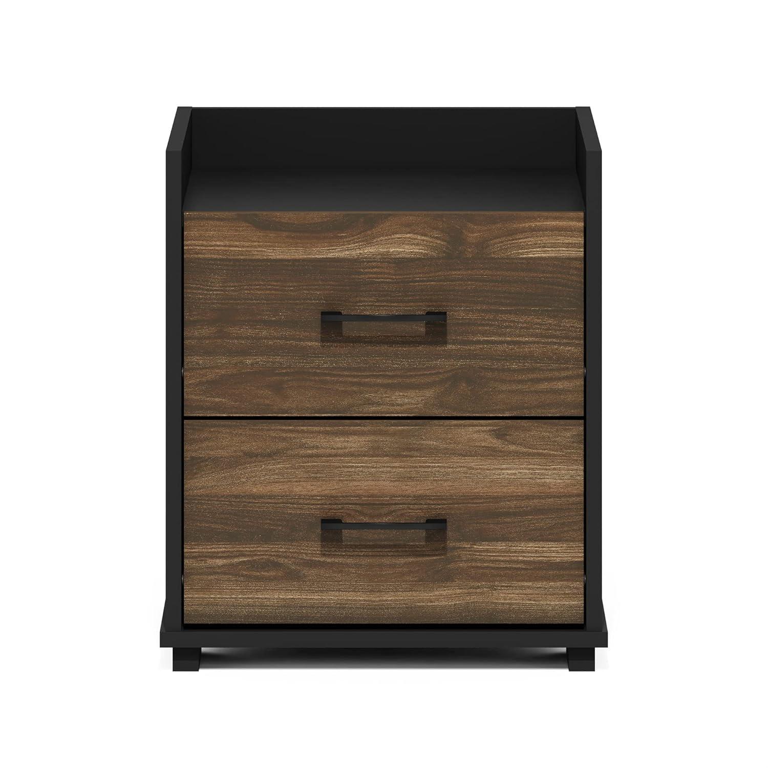 Furinno  Tidur Modern Bedroom Bedside Tables Handle 2-Drawer Chest Nightstand