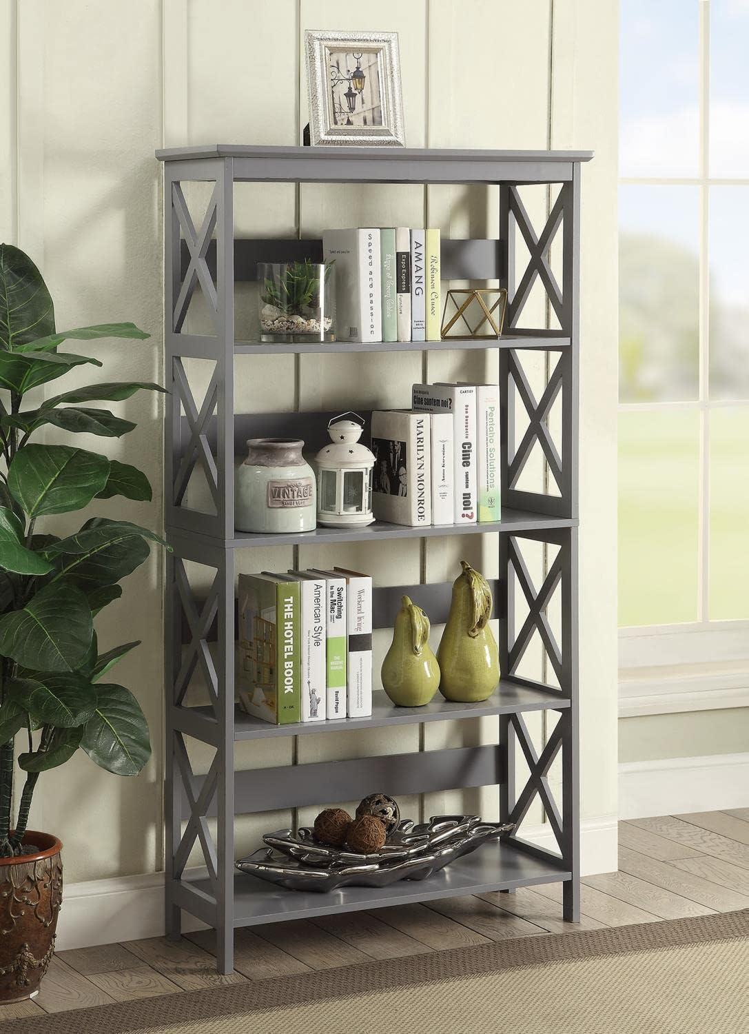 Oxford 5 Tier Bookcase, Gray