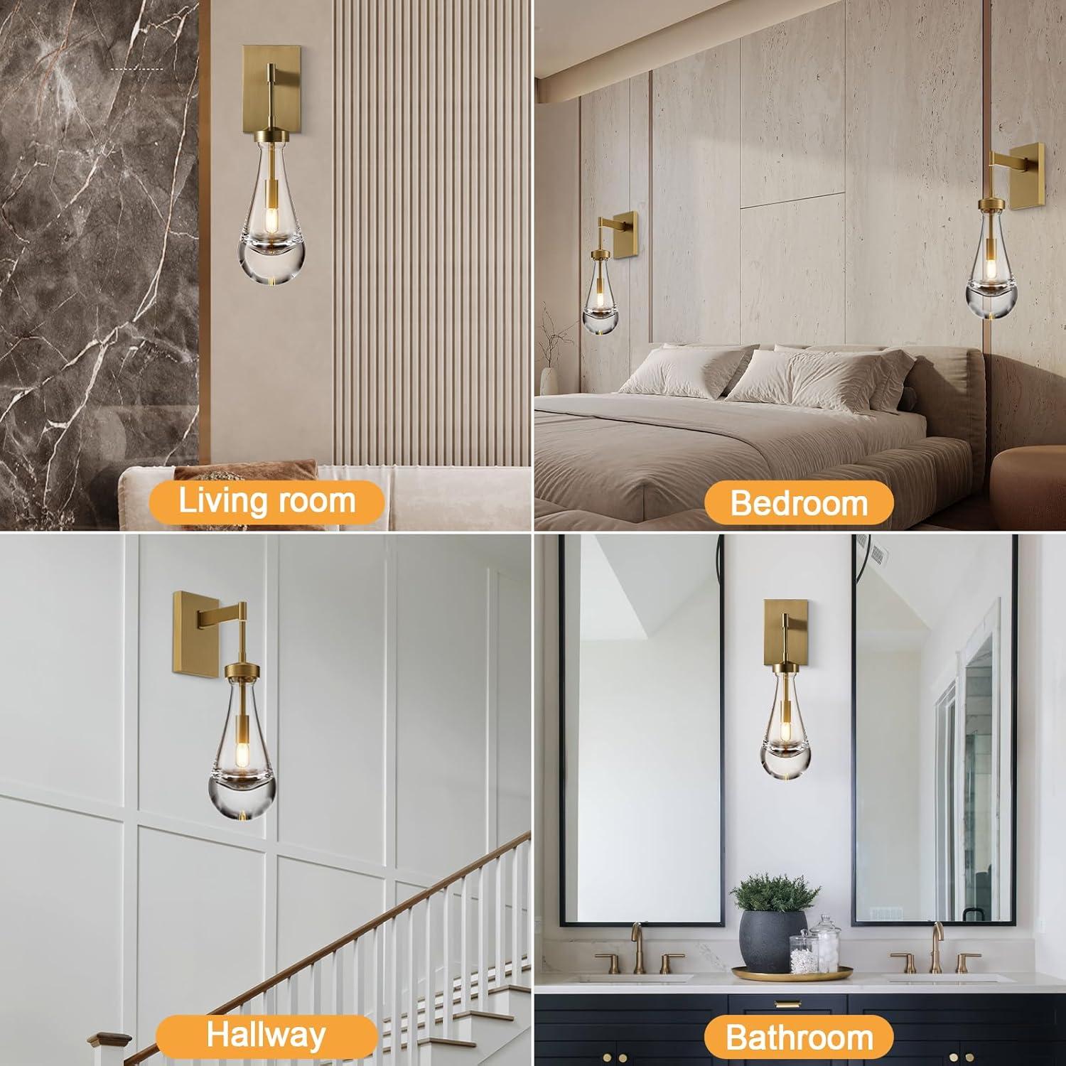 17 Stories Raindrop Thick Crystal Arm Wall Sconce (Set of 2)