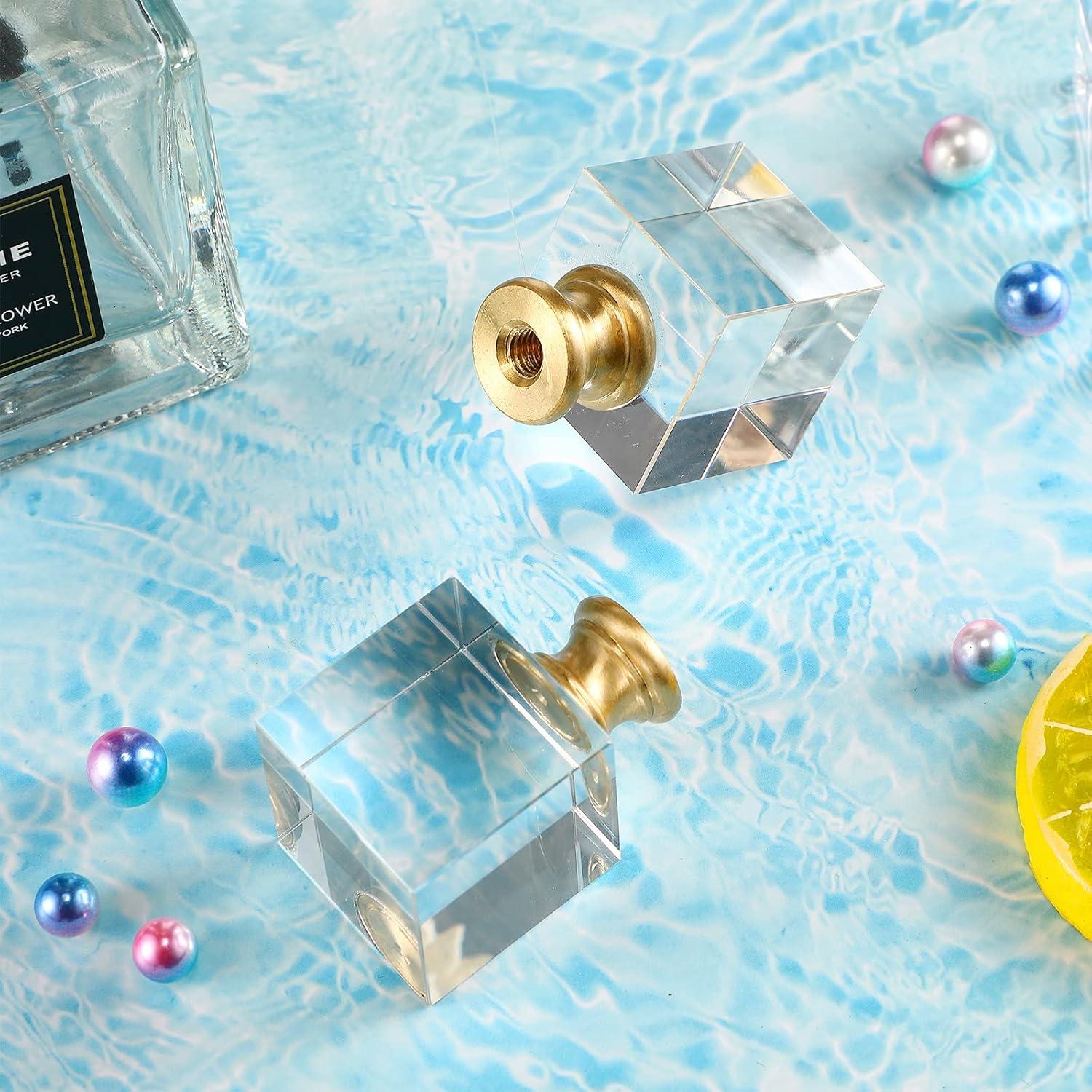 House of Hampton® 2 Pieces Cube Crystal Lamp Finial Clear Square Lamp Finial Cap with Chromed Base